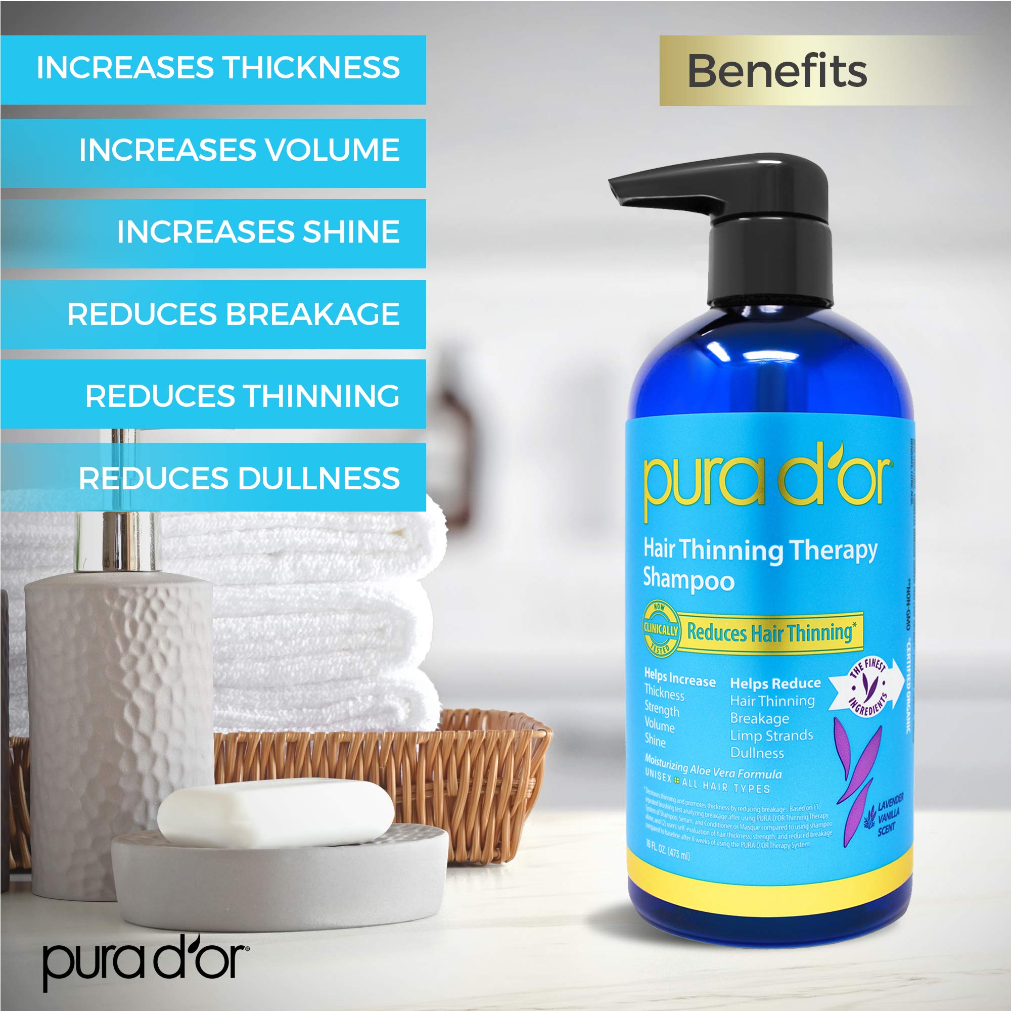 Foto 4 pulgar | Champú Pura D'or Para Adelgazar El Cabello Con Biotina  473 Ml - Venta Internacional.