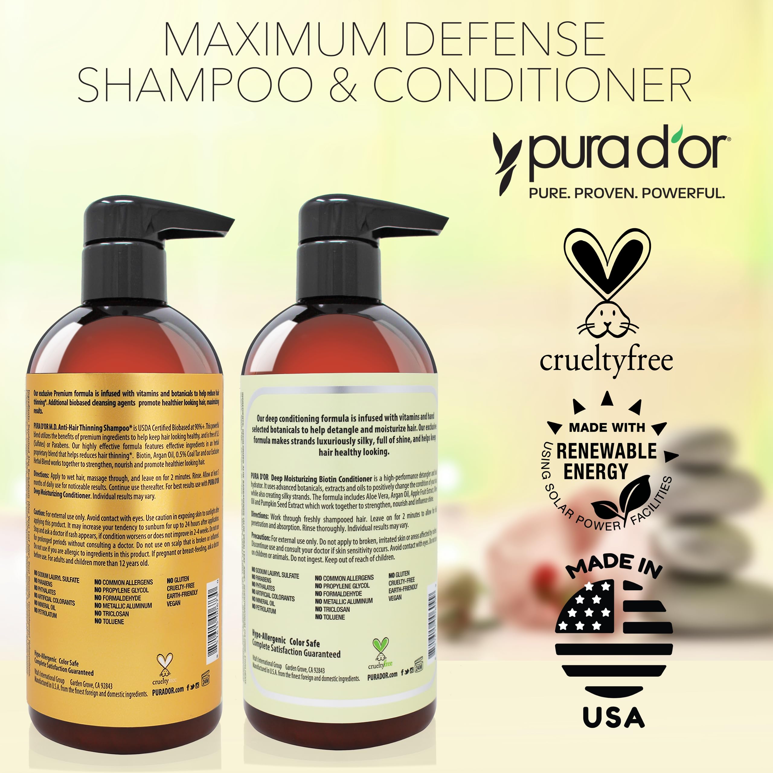 Foto 7 | Set De Champú Y Acondicionador Pura D'or Md Antidiluyente 480 Ml X2 - Venta Internacional.