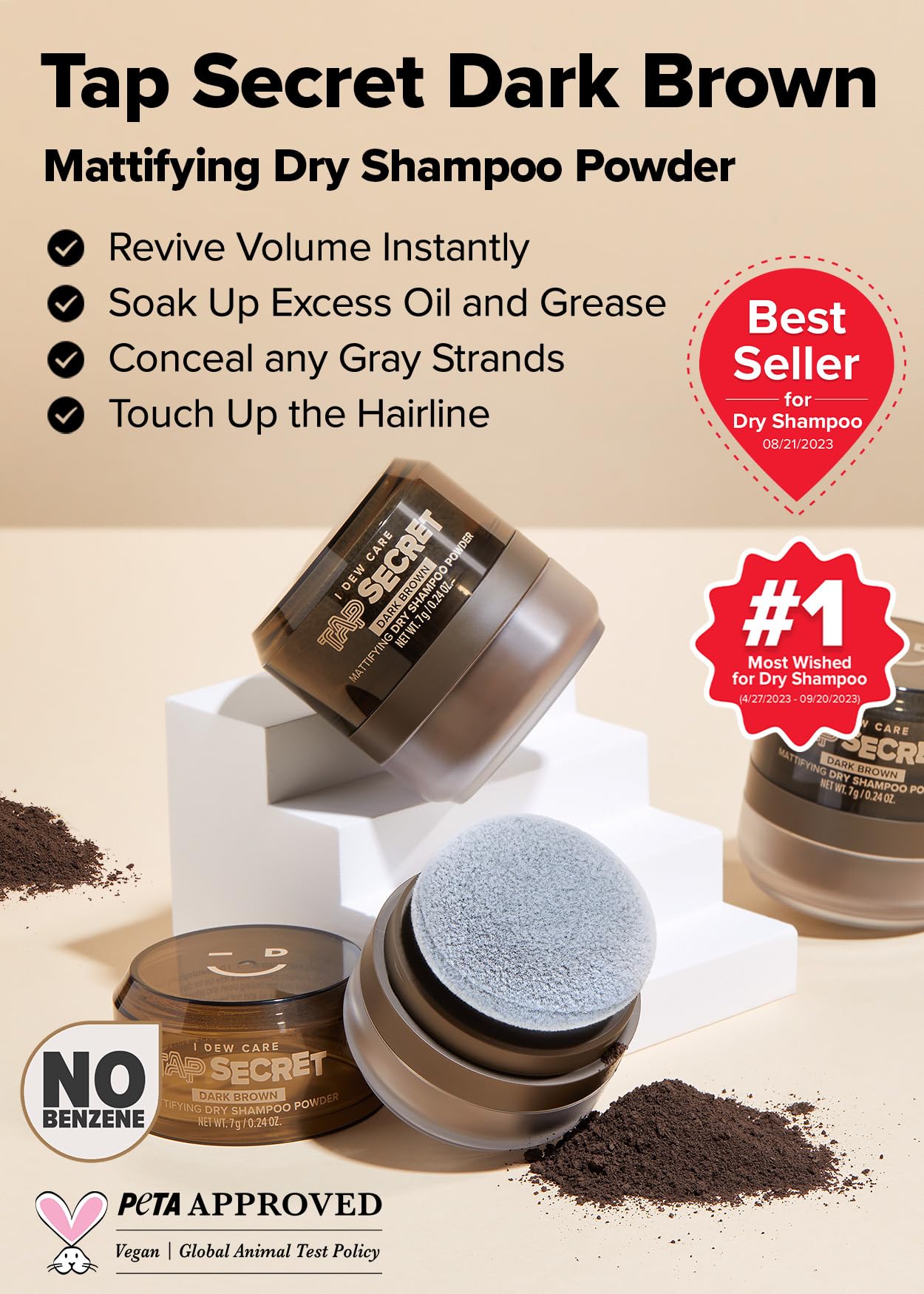 Foto 2 | Champú Seco En Polvo Refill I Dew Care Tap Secret Dark Brown - Venta Internacional.