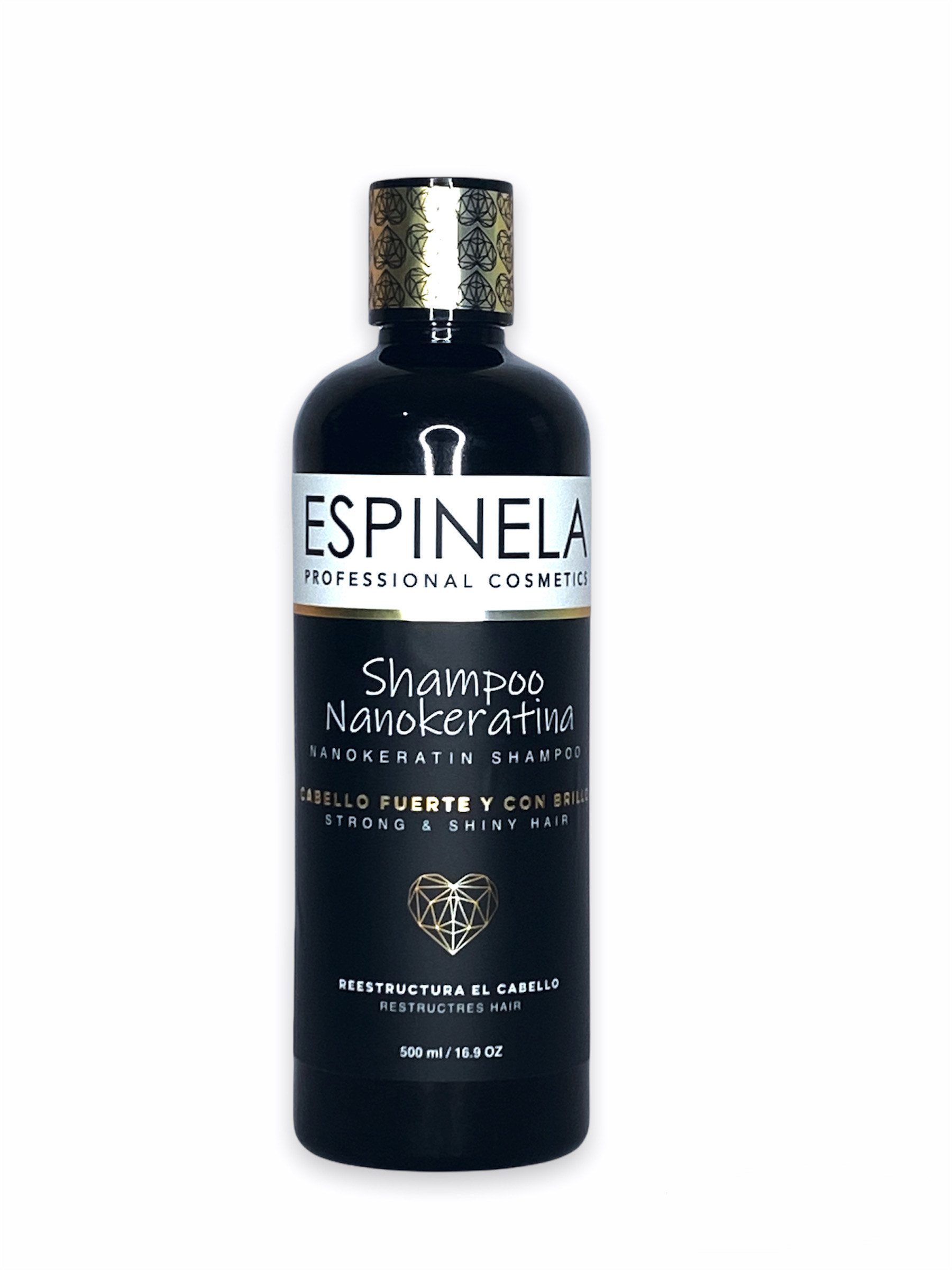 Shampoo Nanokeratina 500 ml Reparador de Cabello Dañado Espinela