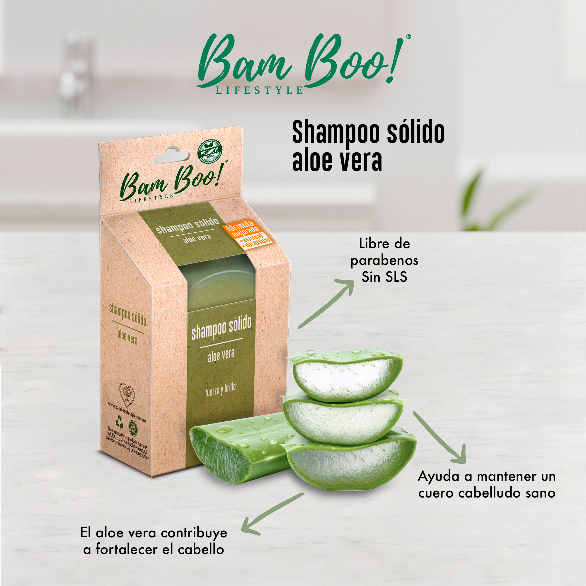 Foto 3 pulgar | Tres Shampoos Sólidos de Aloe Vera 80 gr Bam Boo! Lifestyle