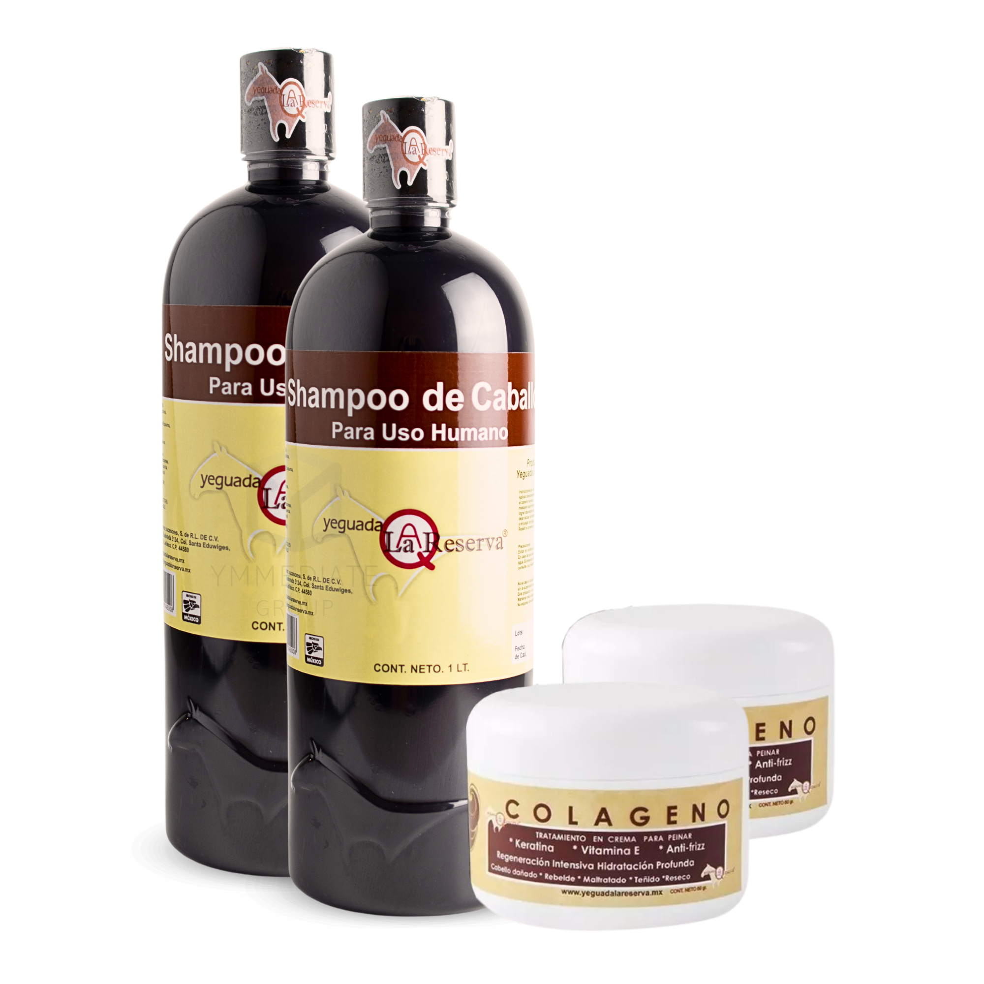 Shampoo de 1 L y Colágeno para Cabello 60 g Yeguada La Reserva 4 Piezas