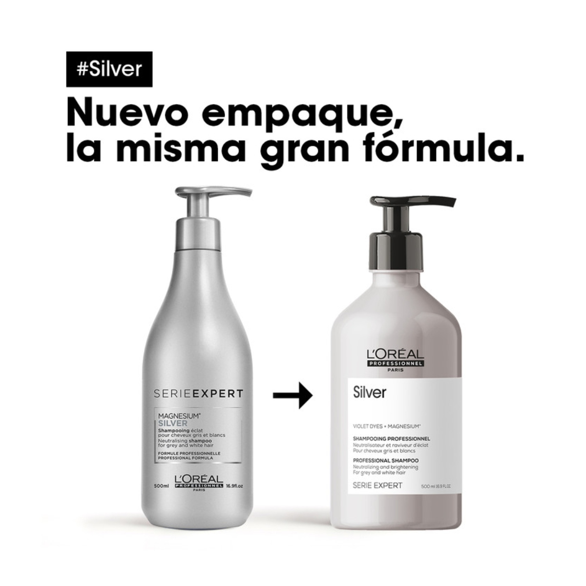 Foto 4 pulgar | Shampoo L'oréal Silver Tintes Violeta Magnesio 500 ml