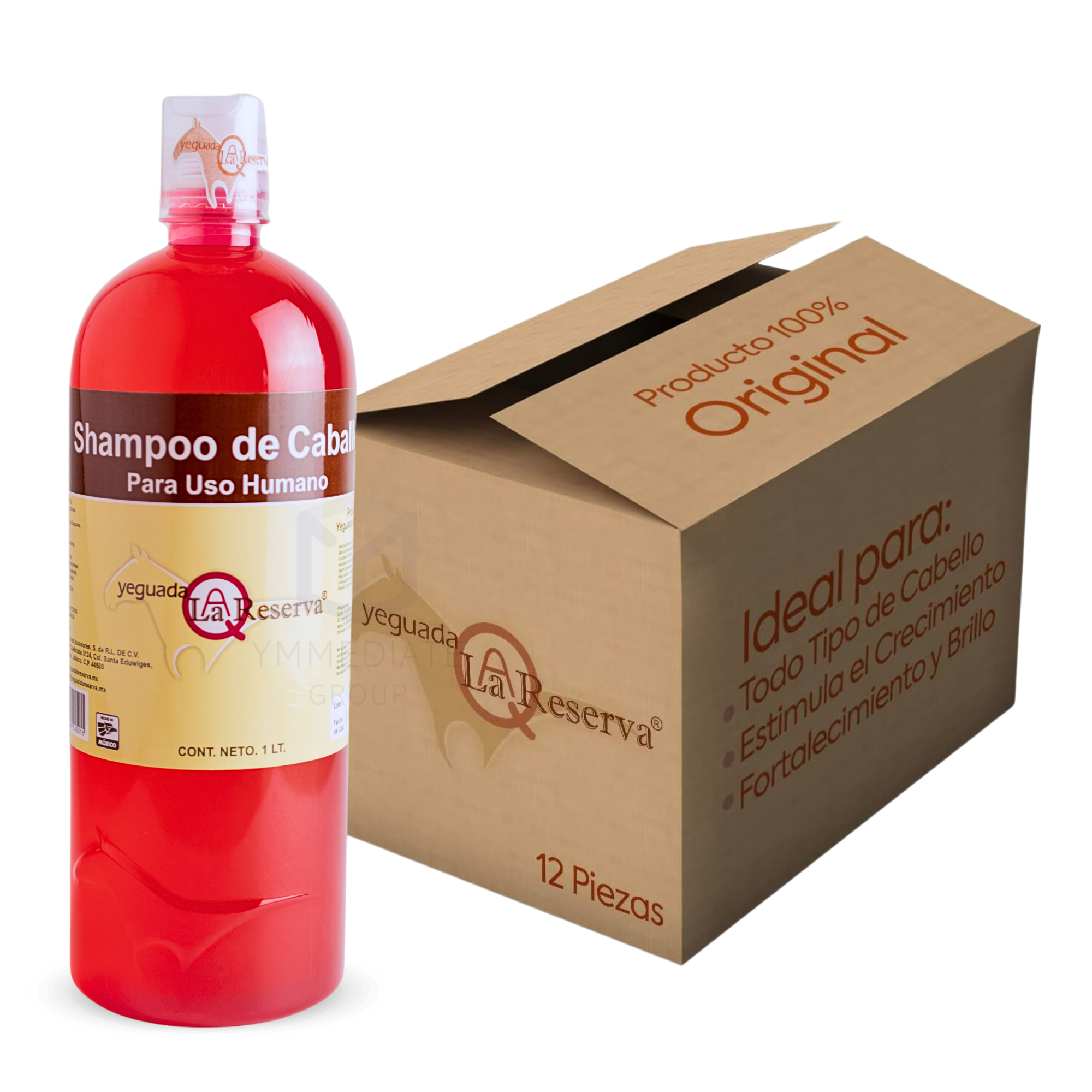 Foto 2 pulgar | Caja  Shampoo De Caballo Rojo Para Uso Humano, Yeguada La Reserva - Ideal Para Todo Tipo De  Cabello. (12pzs)