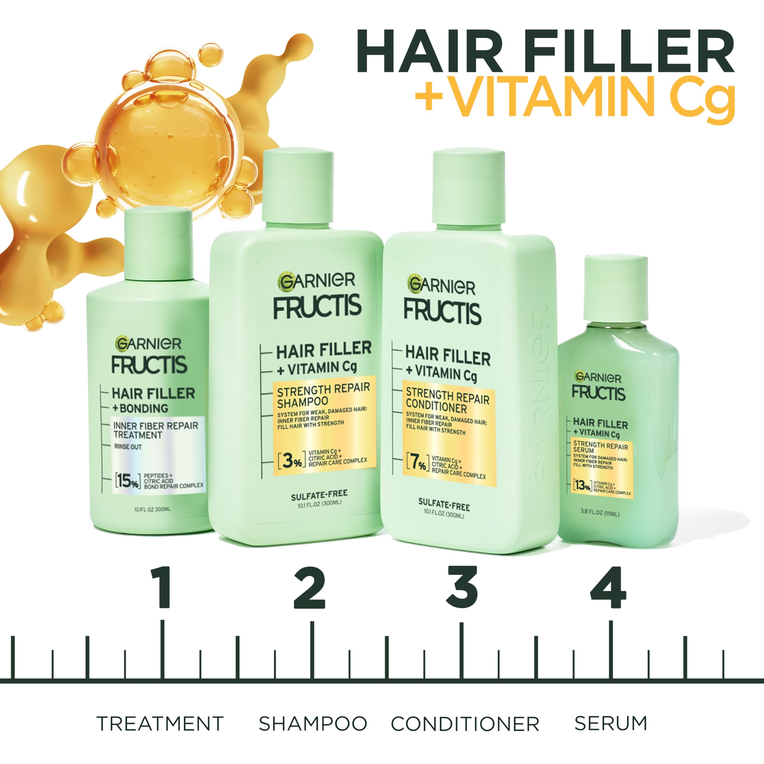 Foto 5 pulgar | Venta Internacional - Champú Garnier Fructis Hair Filler Strength Repair 300 Ml