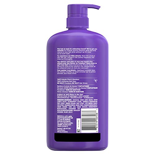 Foto 3 pulgar | Champú Aussie Volume Miracle Plum & Bamboo 400 Ml - Venta Internacional.