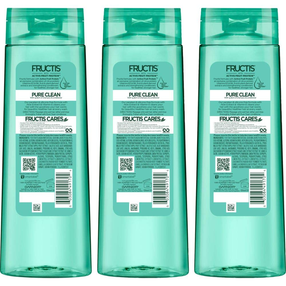 Foto 3 pulgar | Garnier Hair Care Fructis Pure Clean Shampoo, 12.5 Fl Oz, 3 Count - Venta Internacional.