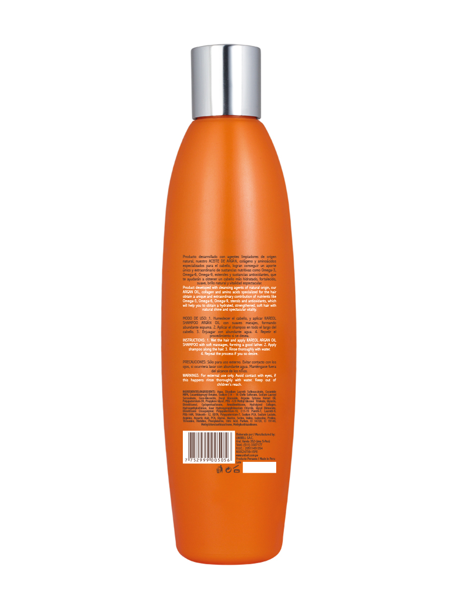 Foto 3 pulgar | Shampoo Kareol Argan Oil Hidratación 300 Ml