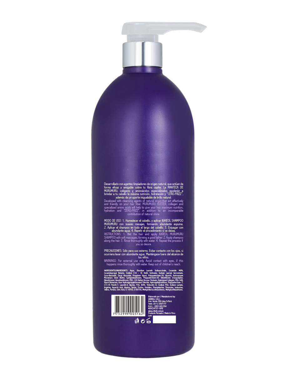 Foto 3 pulgar | Shampoo Kareol Murumuru Anti Frizz 1 Litro