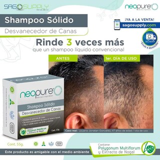 Foto 3 | Shampoo Sólido Neopure Desvanecedor de Canas 55 g