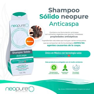 Foto 3 | Shampoo Sólido Neopure Anticaspa 55 g
