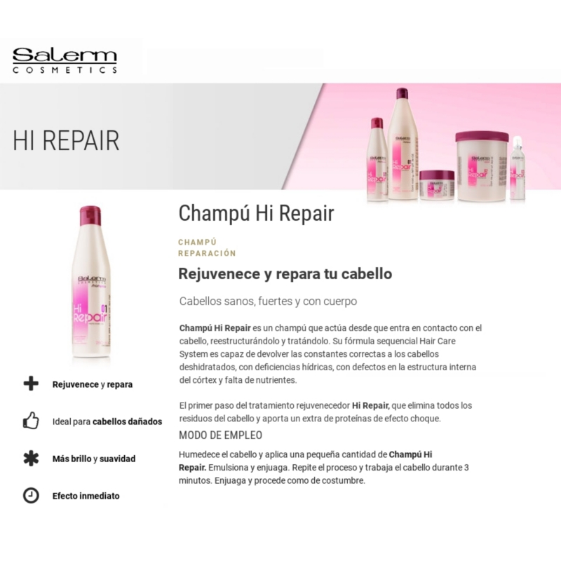 Foto 3 pulgar | Kit De Tratamiento De Champú Y Crema Hi Repair Salerm Cosmetics - Venta Internacional.