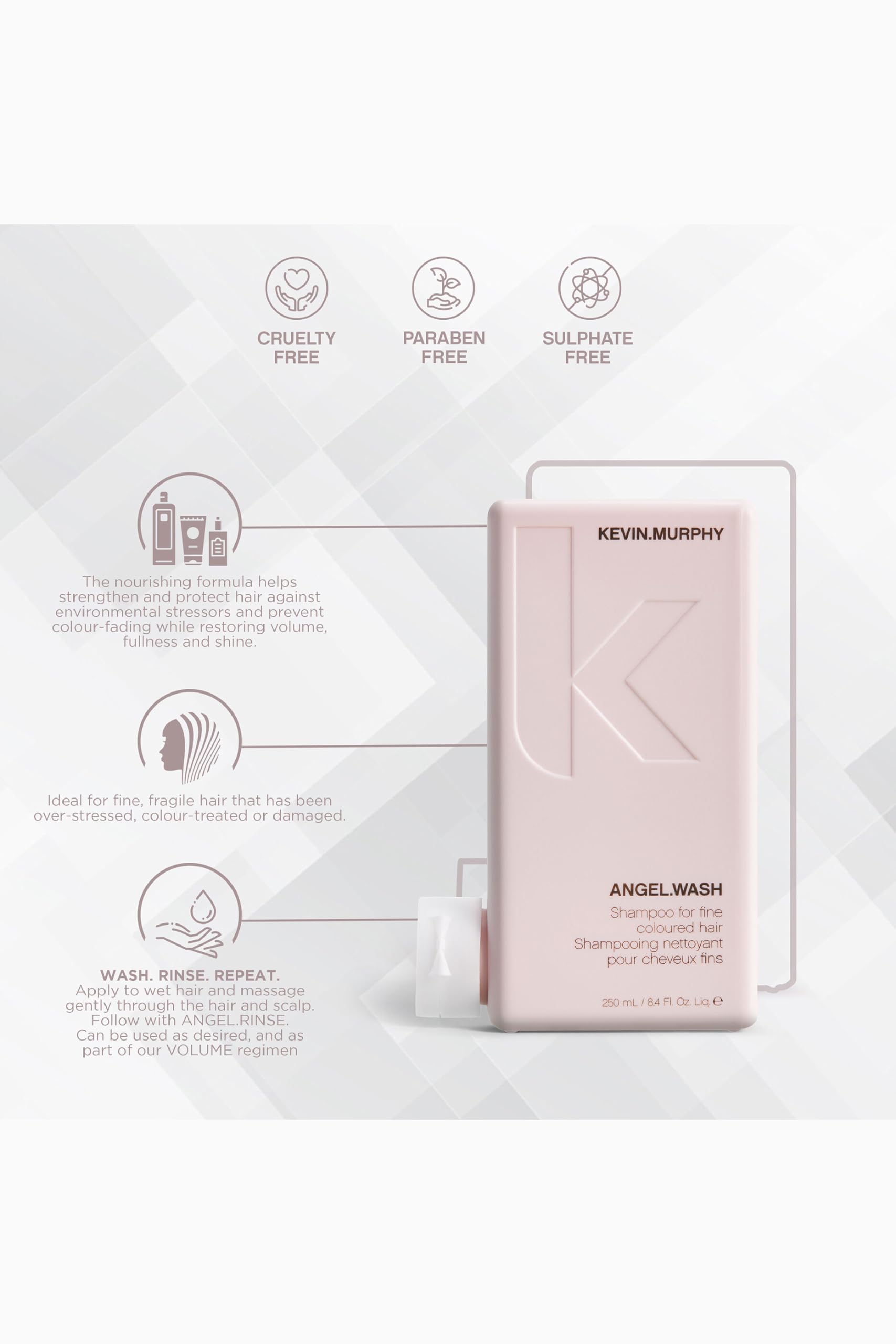 Foto 4 pulgar | Champú Kevin Murphy Angel Wash 250 Ml Promueve el Crecimiento del Cabello - Venta Internacional