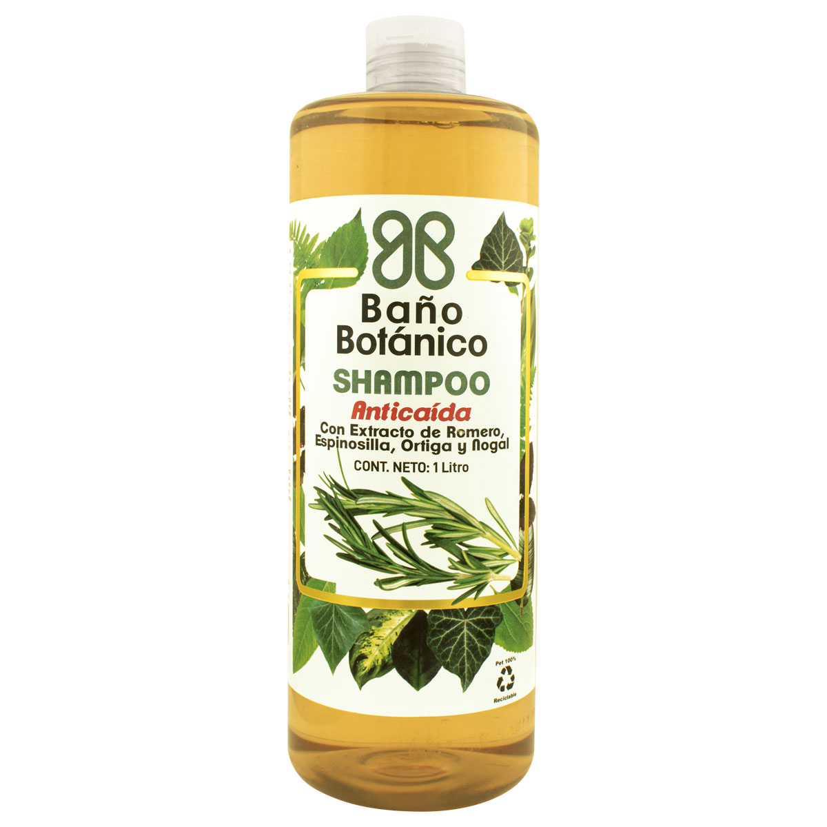 Shampoo Anticaída Baño Botánico 1 Litro Con Extracto De Romero, Espinosilla, Ortiga Y Nogal