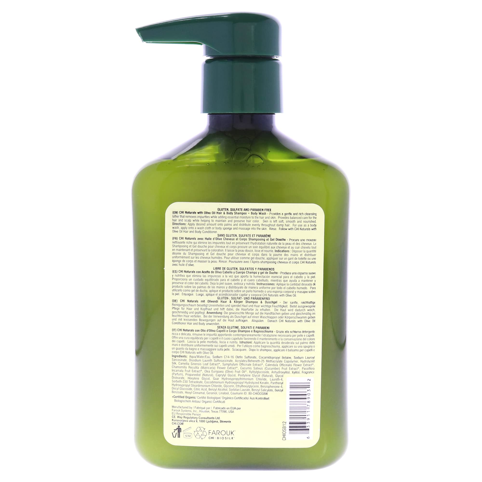 Foto 3 pulgar | Champú Y Gel De Baño Chi Naturals Con Aceite De Oliva 340 Ml - Venta Internacional.