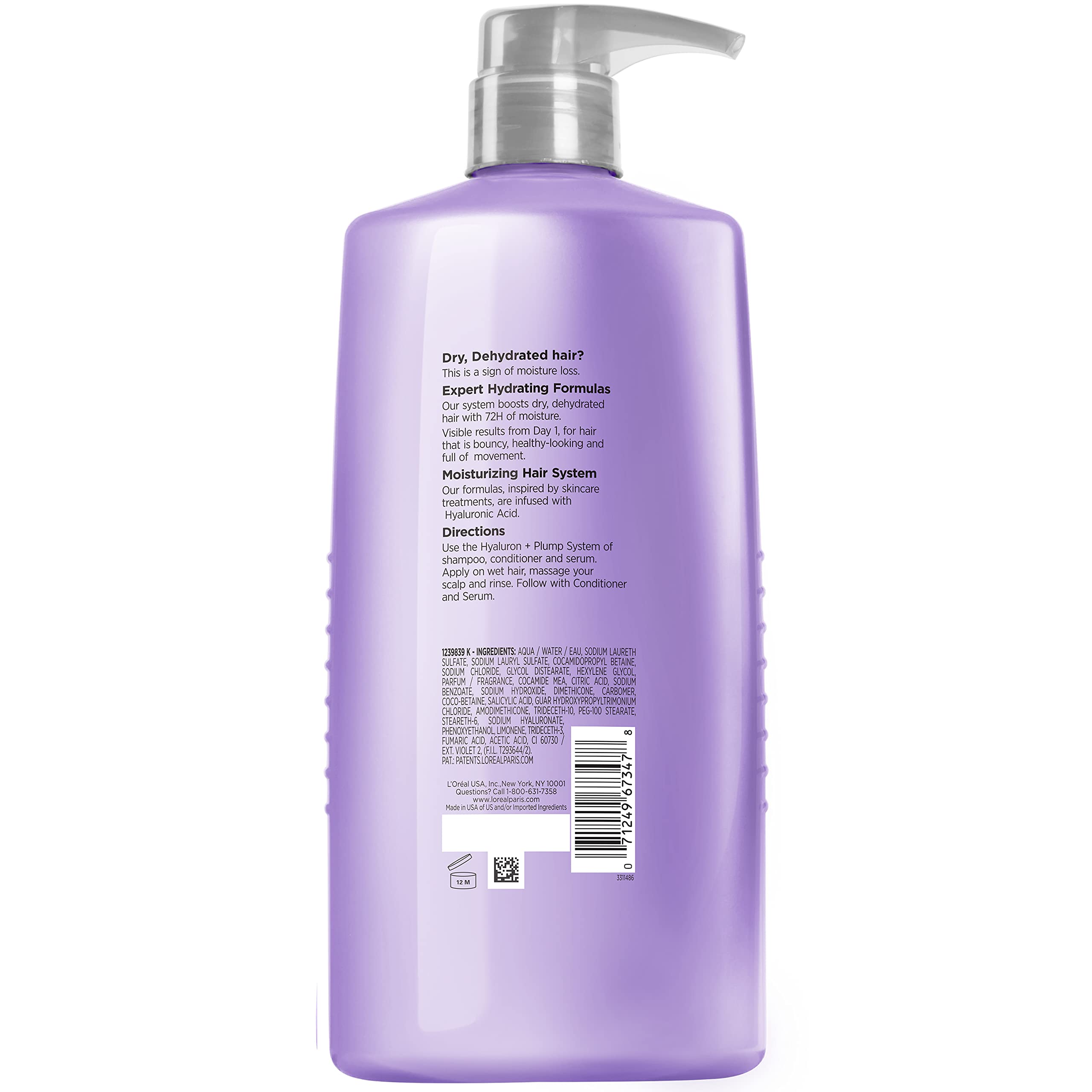 Foto 3 pulgar | Champú L'oreal Paris Elvive Hyaluron Plump Hyaluron Hydrating 780 Ml - Venta Internacional.