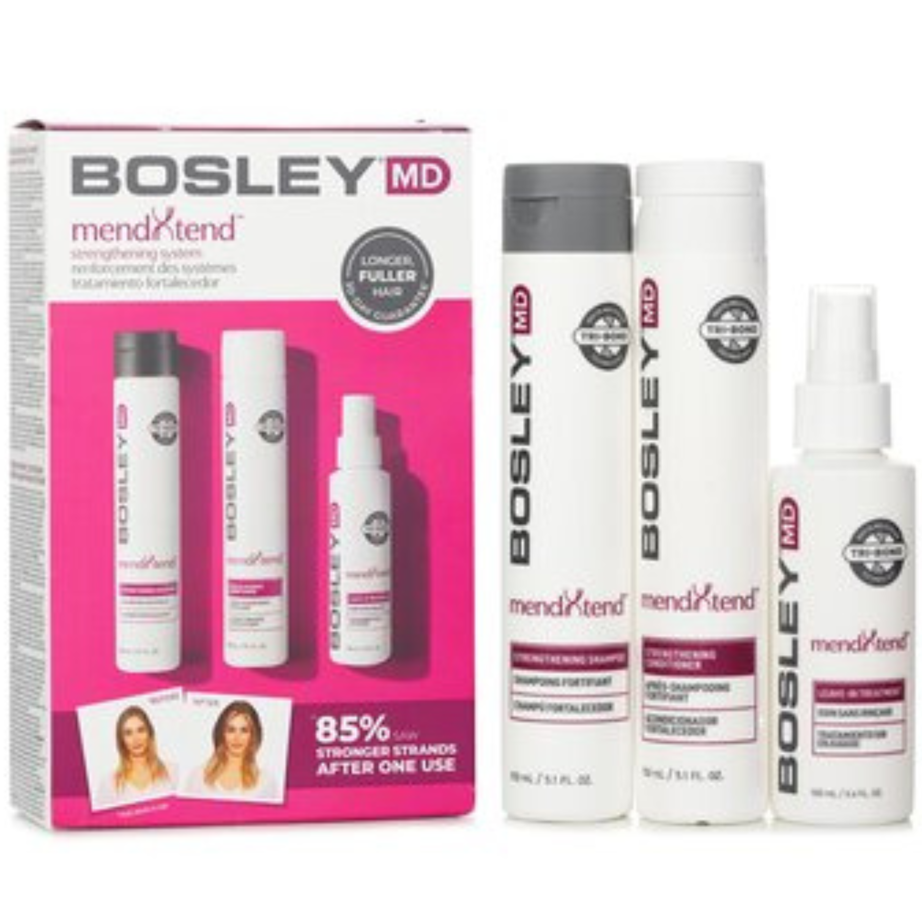 Foto 3 | Set Para Fortalecer El Cabello Bosley Mendxtend Shampoo 150 Ml/condit, 3 Unidades - Venta Internacional.