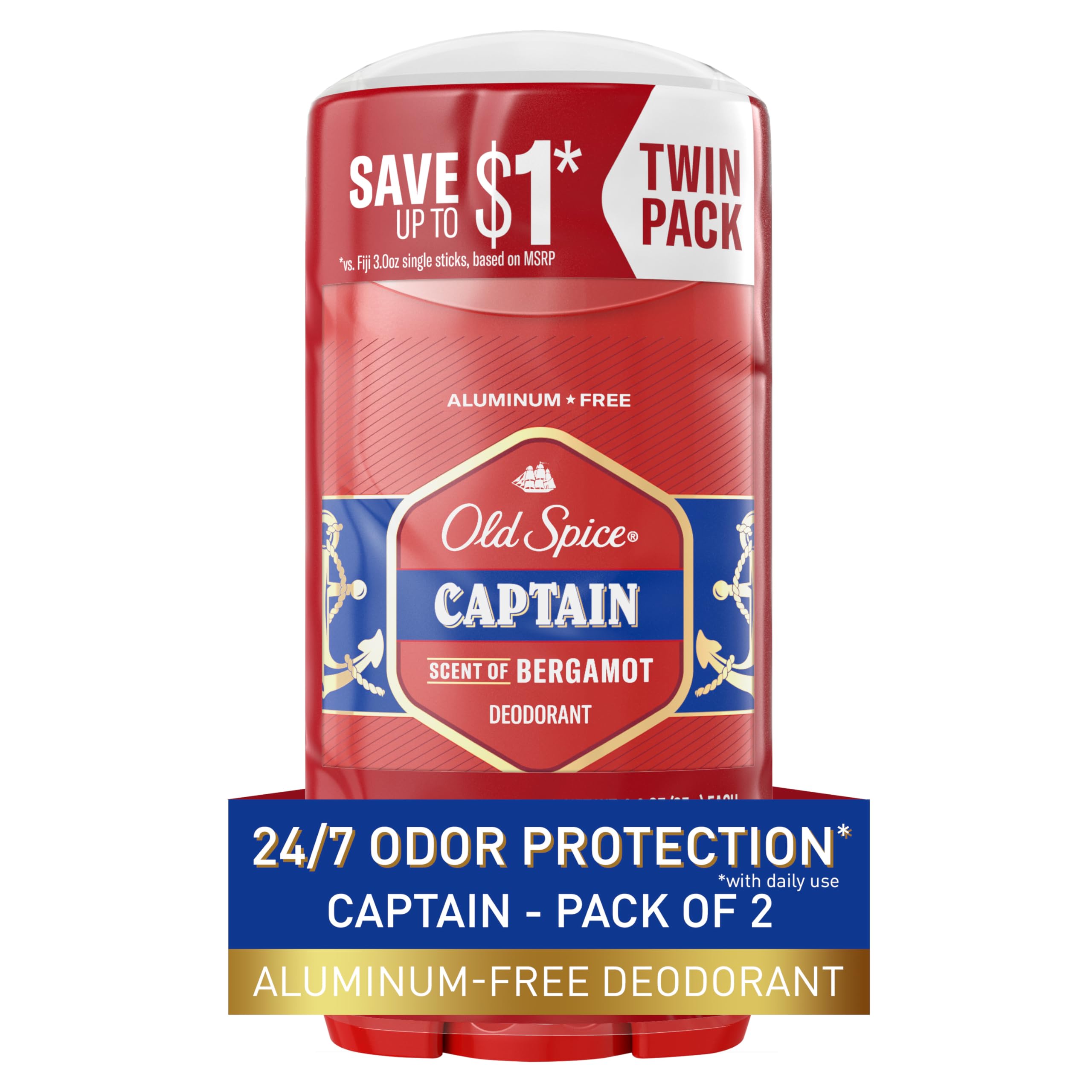 Foto 2 pulgar | Desodorante Old Spice Captain Para Hombre Sin Aluminio, 90 Ml, 2 Unidades - Venta Internacional.