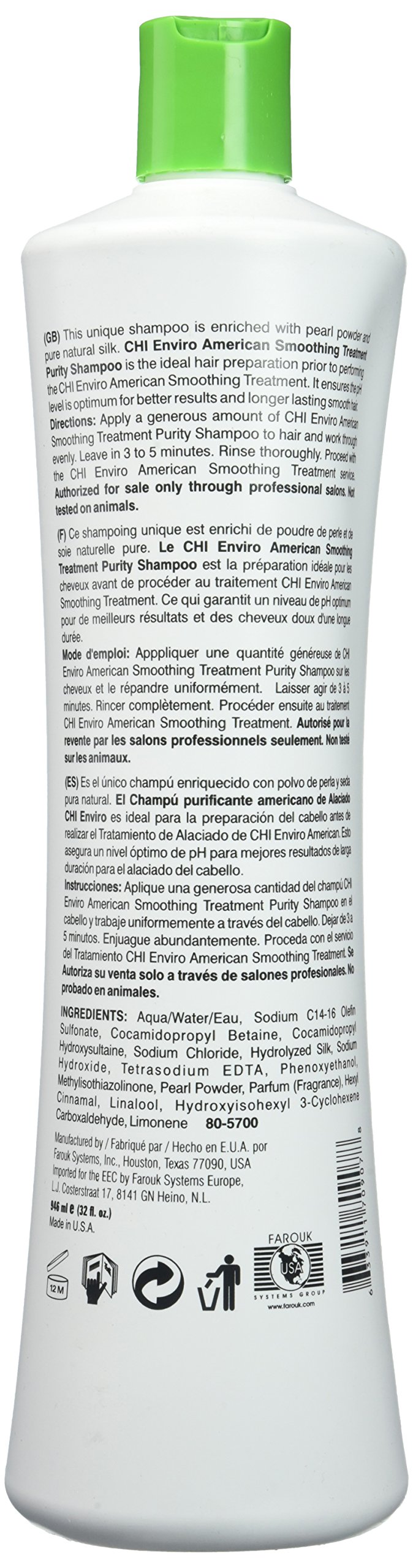 Foto 3 pulgar | Champú Chi Enviro American Suavizante Pureza 946ml - Venta Internacional.