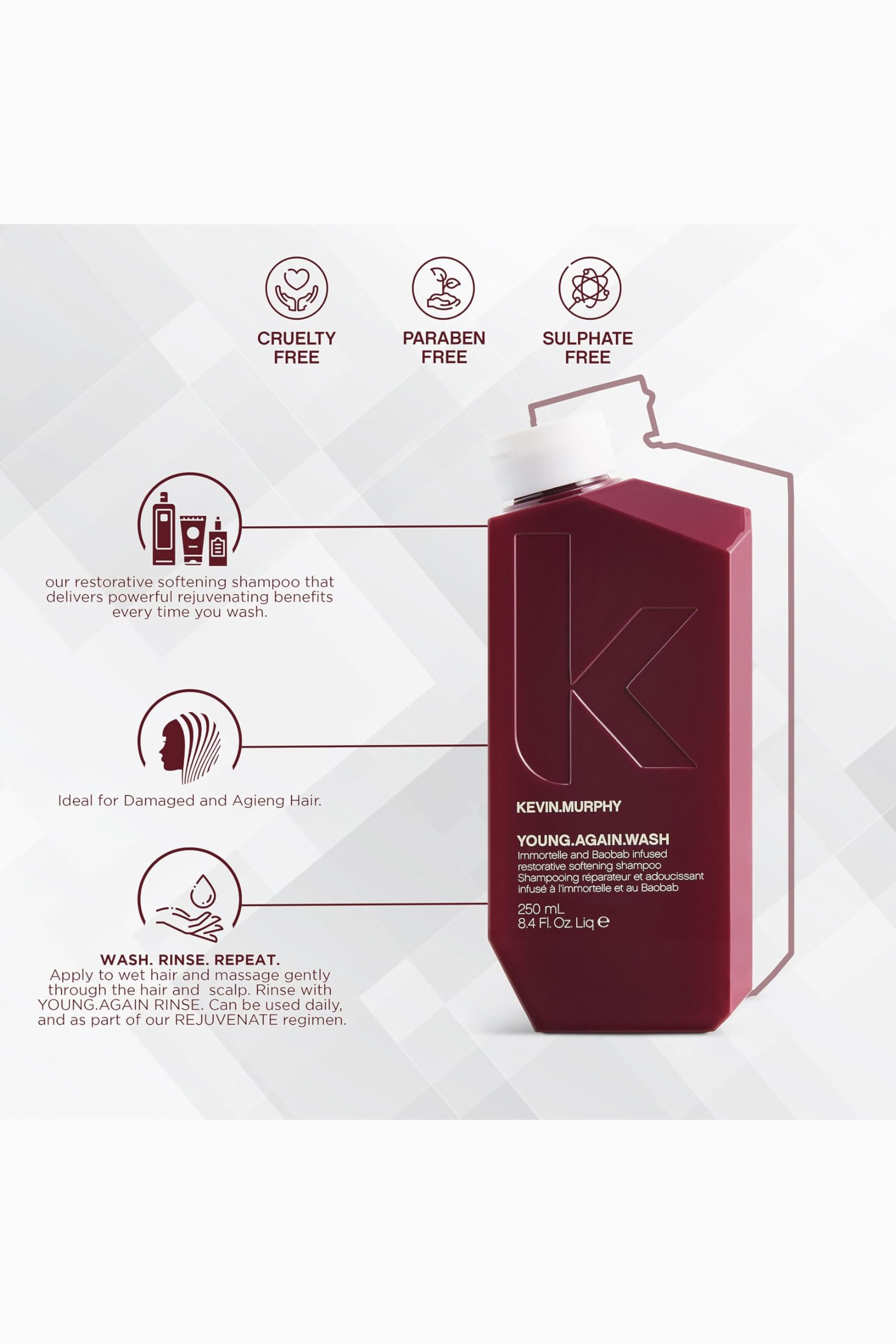 Foto 4 pulgar | Champú Kevin Murphy Young Again Wash 250 Ml - Venta Internacional.