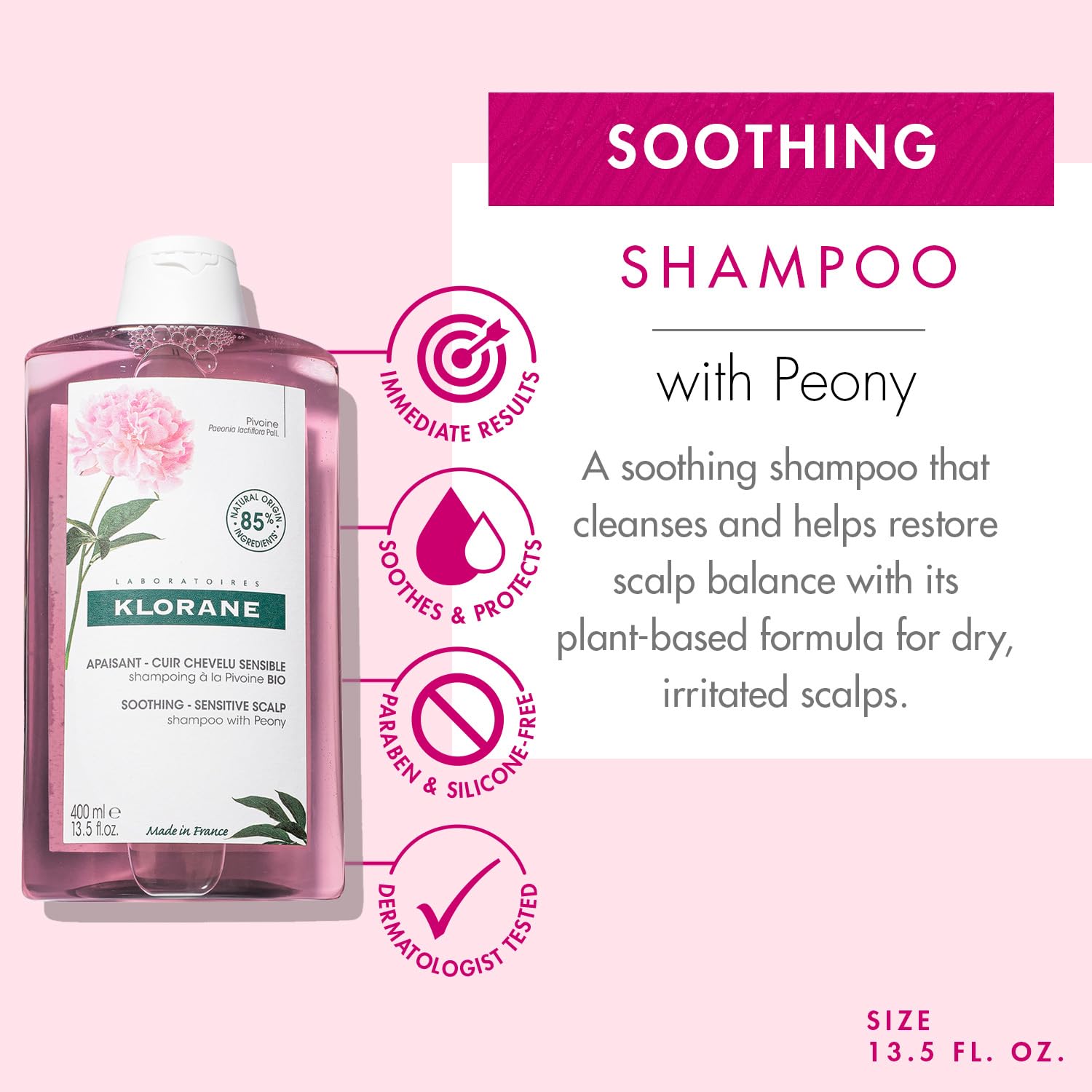 Foto 3 pulgar | Champú Klorane Con Peonía Soothing Relief 400 Ml Para Cuero Cabelludo Seco - Venta Internacional.