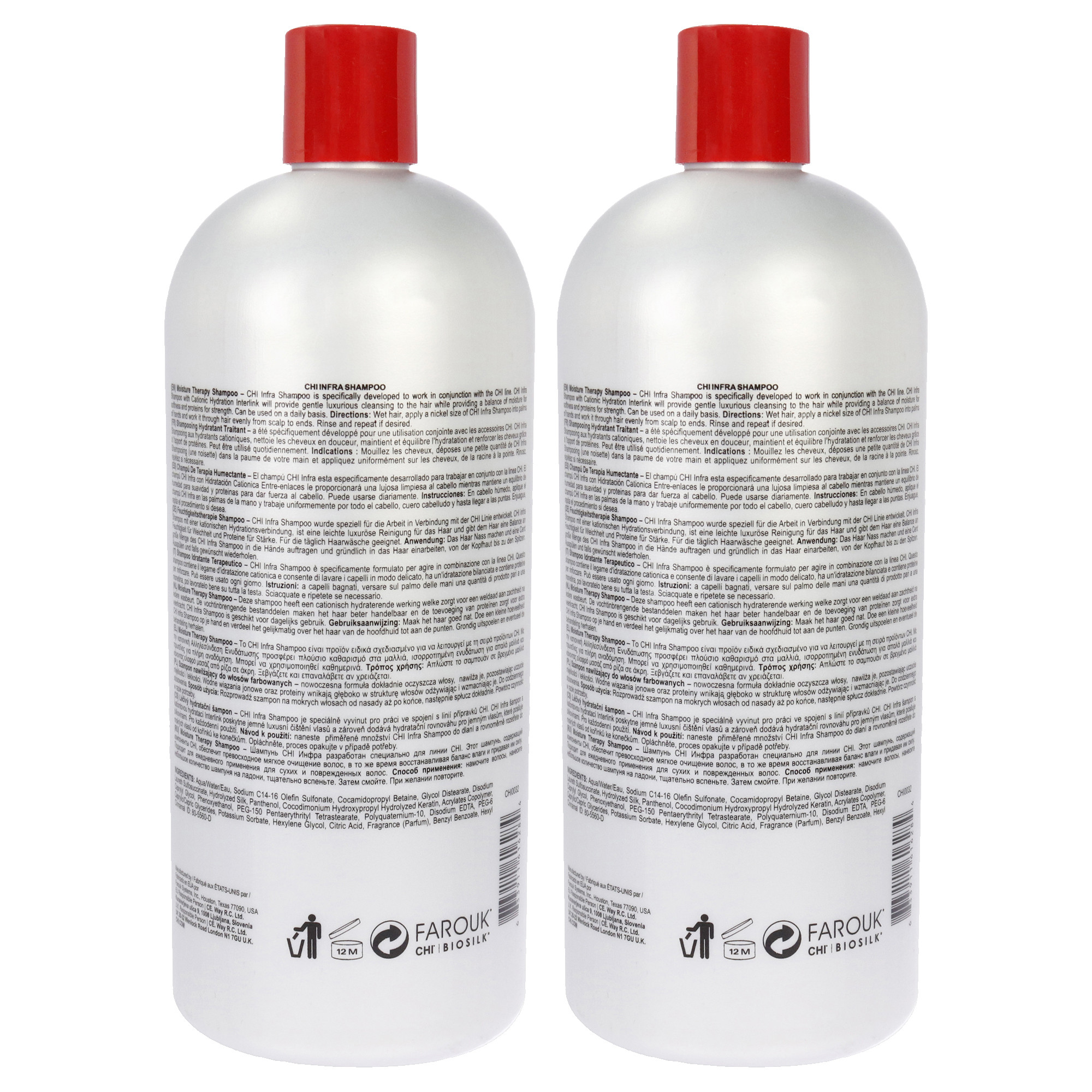 Foto 3 pulgar | Moisture Therapy Infra Shampoo De Chi Para Unisex - 32 Oz Shampoo - Pack De 2 - Venta Internacional.