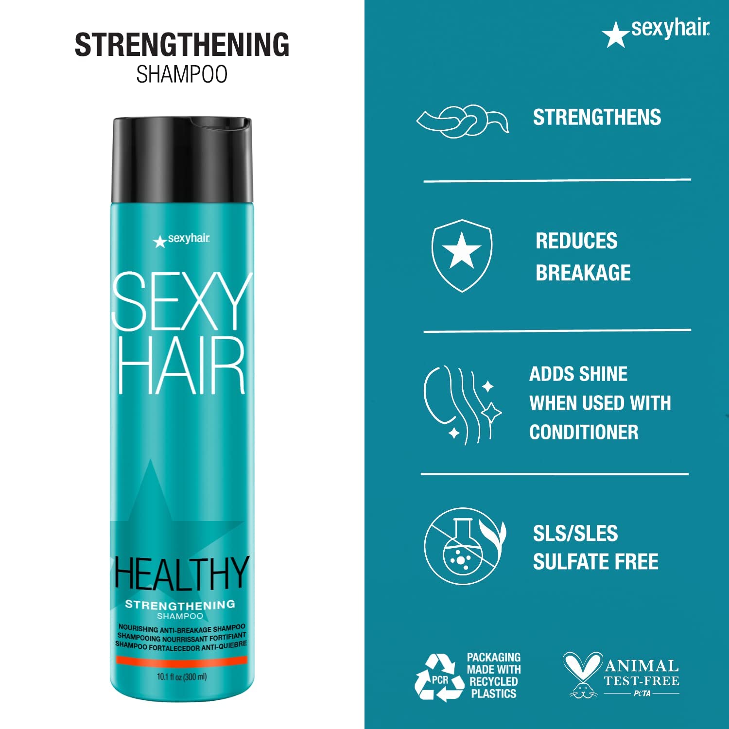 Foto 4 pulgar | Champú Sexyhair Healthy Strengthening Anti-rotura 300 Ml - Venta Internacional.