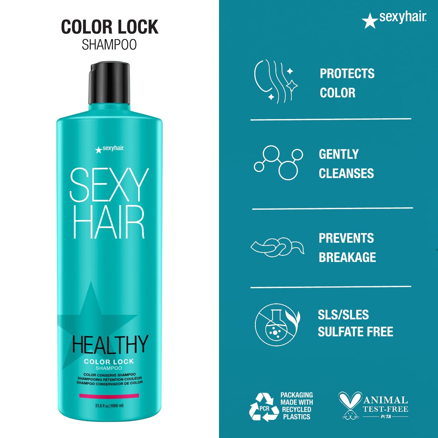 Foto 4 pulgar | Champú Sexyhair Healthy Color Lock Color Conserve 1l - Venta Internacional.