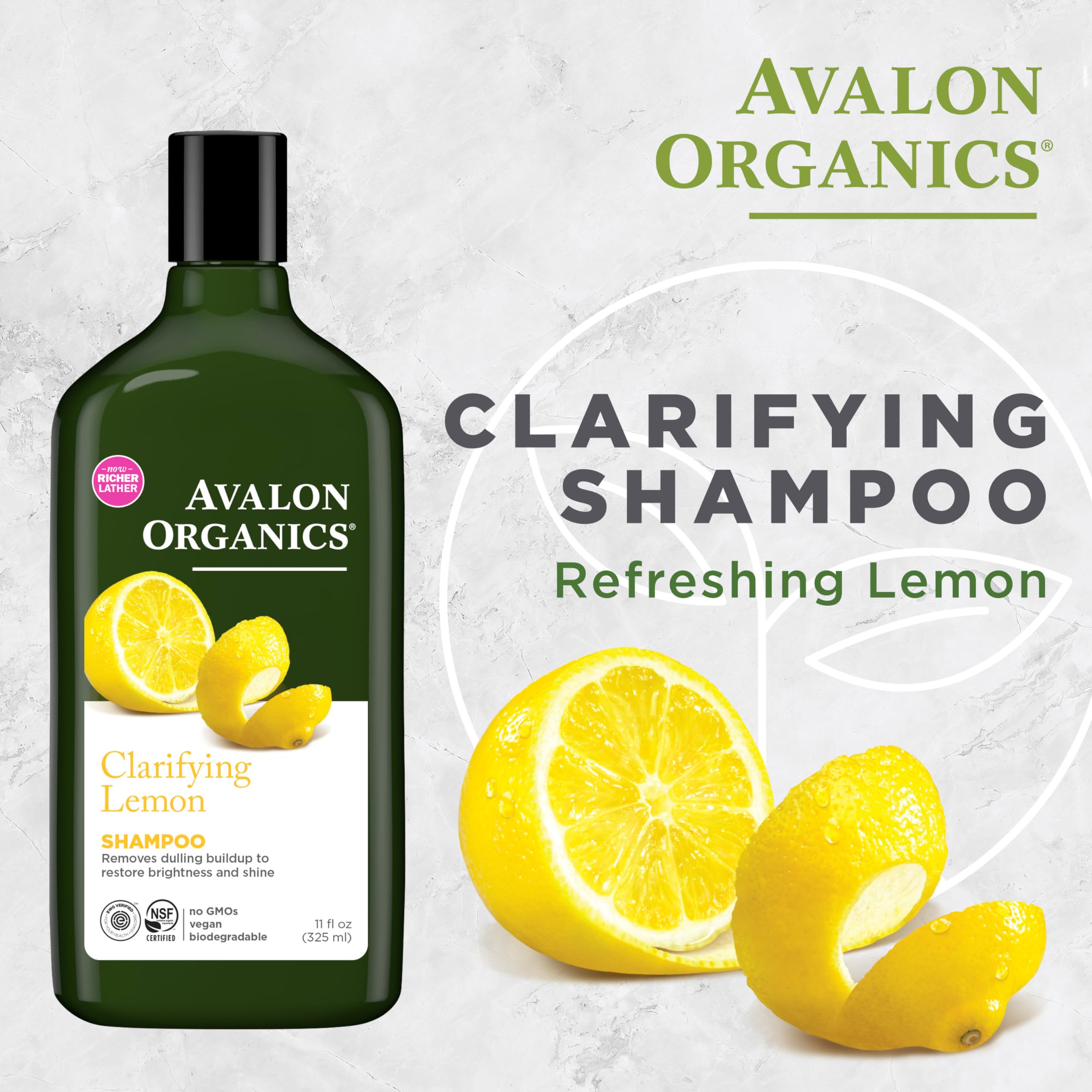 Foto 3 pulgar | Champú Avalon Organics Clarifying Lemon 325 Ml - Venta Internacional.