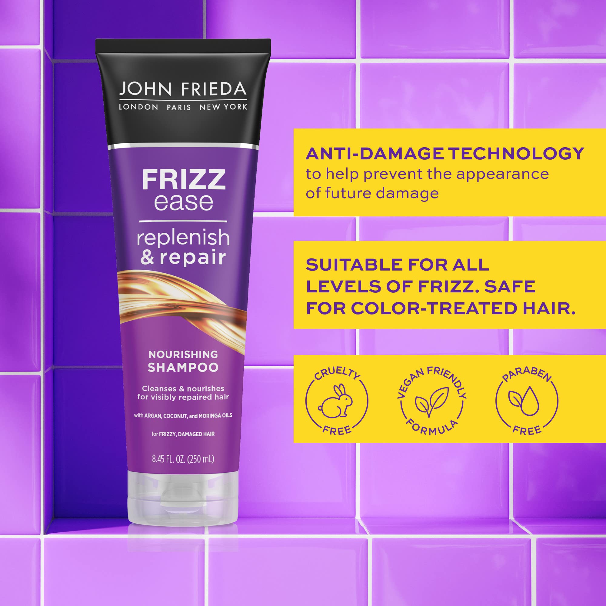 Foto 4 pulgar | Champú John Frieda Anti Frizz Con Aceite De Argán Y Coco 250 Ml - Venta Internacional.