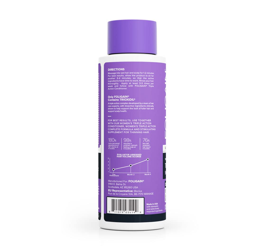 Foto 3 pulgar | Champú Foligain Triple Action Para Mujeres Con Cabello Fino, 480 Ml - Venta Internacional.