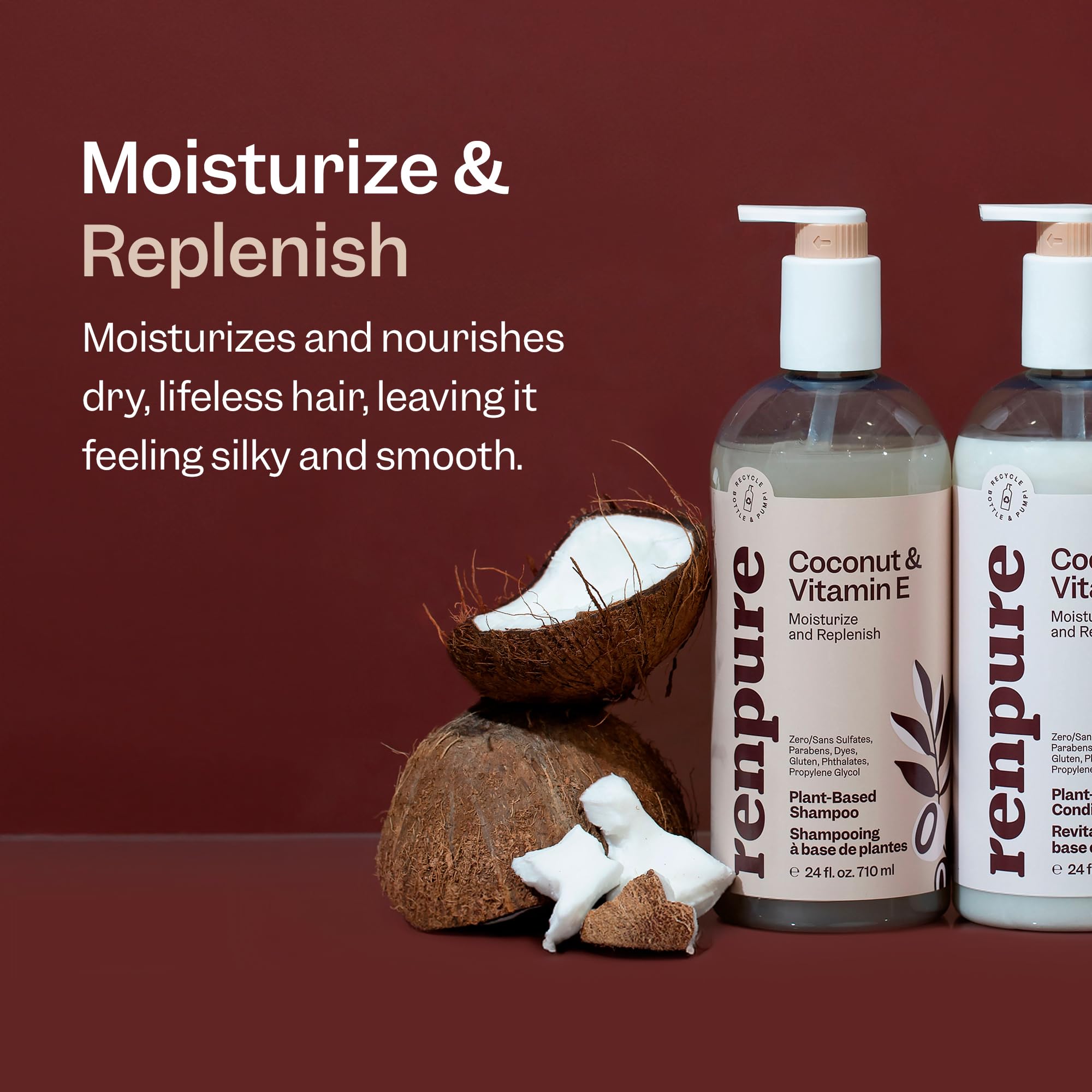 Foto 2 | Champú Renpure A Base De Plantas De Coco Y Vitamina E 710 Ml - Venta Internacional.