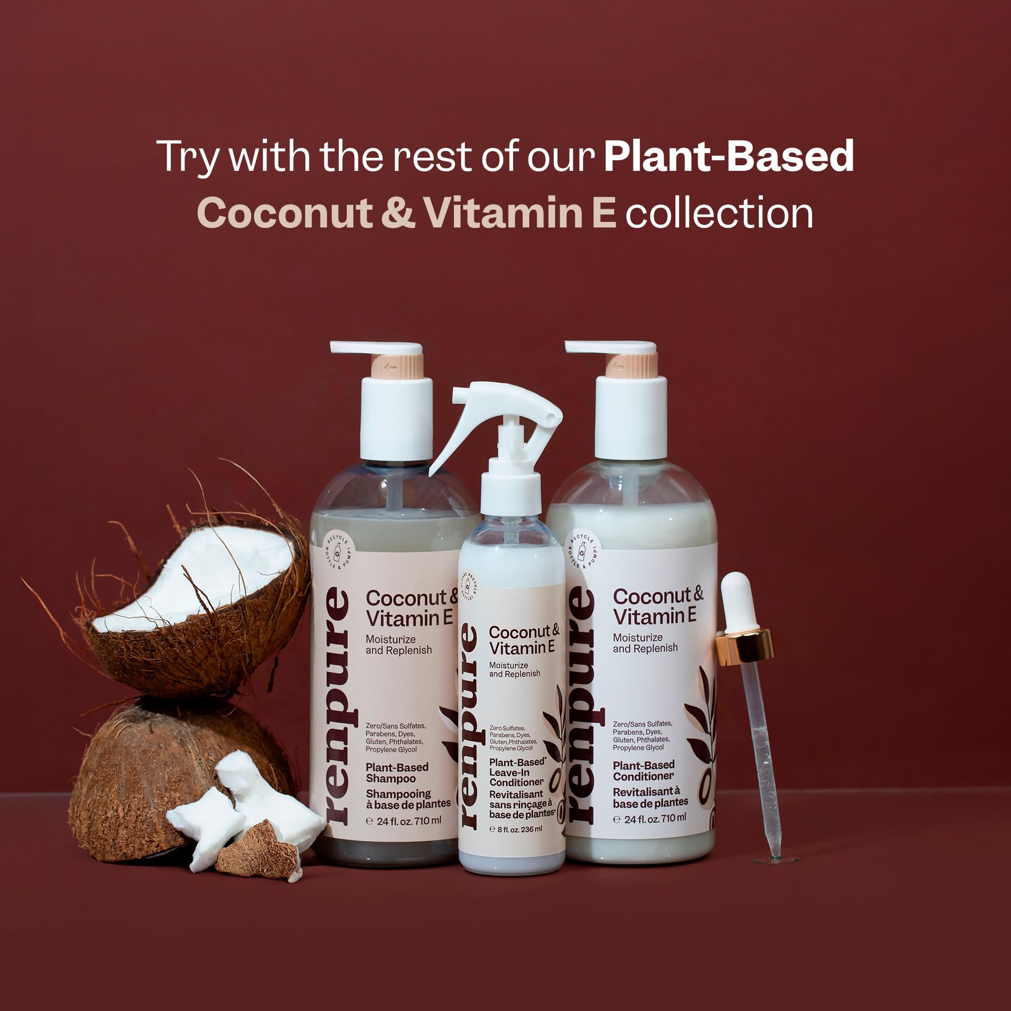 Foto 6 pulgar | Champú Renpure A Base De Plantas De Coco Y Vitamina E 710 Ml - Venta Internacional.