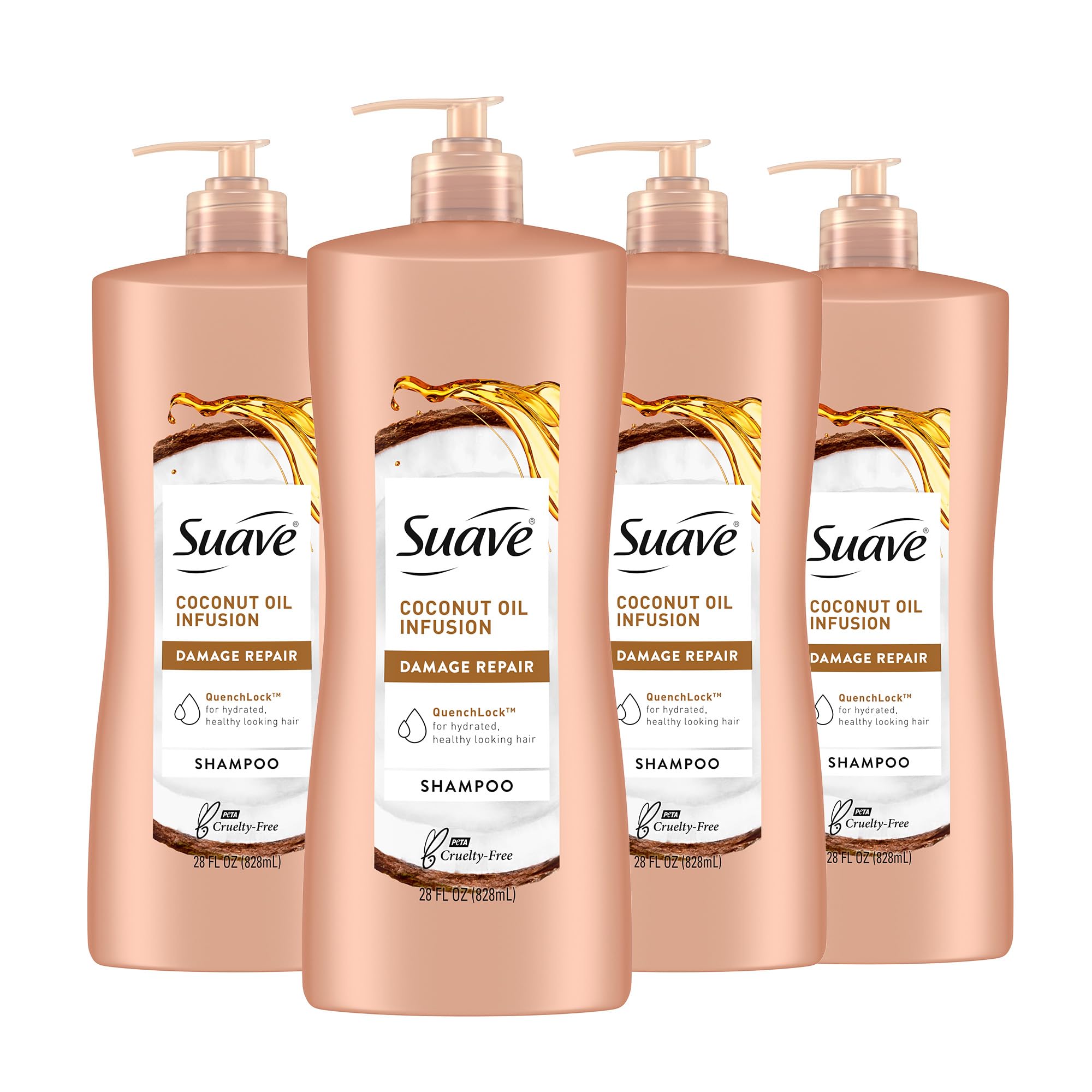 Shampoo Suave Coconut Oil Damage Repair, 828 Ml, Paquete De 4 - Venta Internacional.