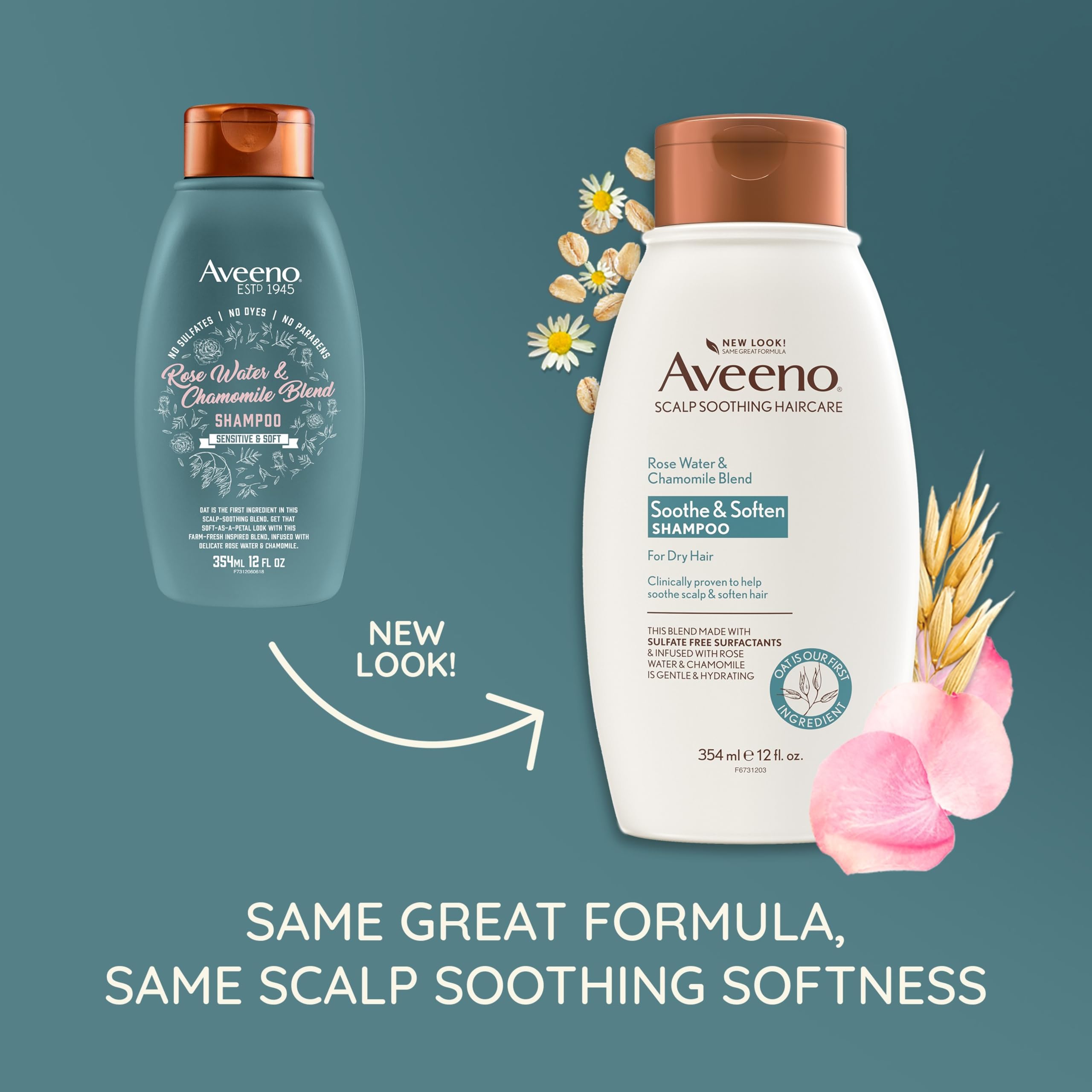 Foto 3 pulgar | Champú Hidratante Aveeno Con Agua De Rosas Y Manzanilla, 355 Ml - Venta Internacional.