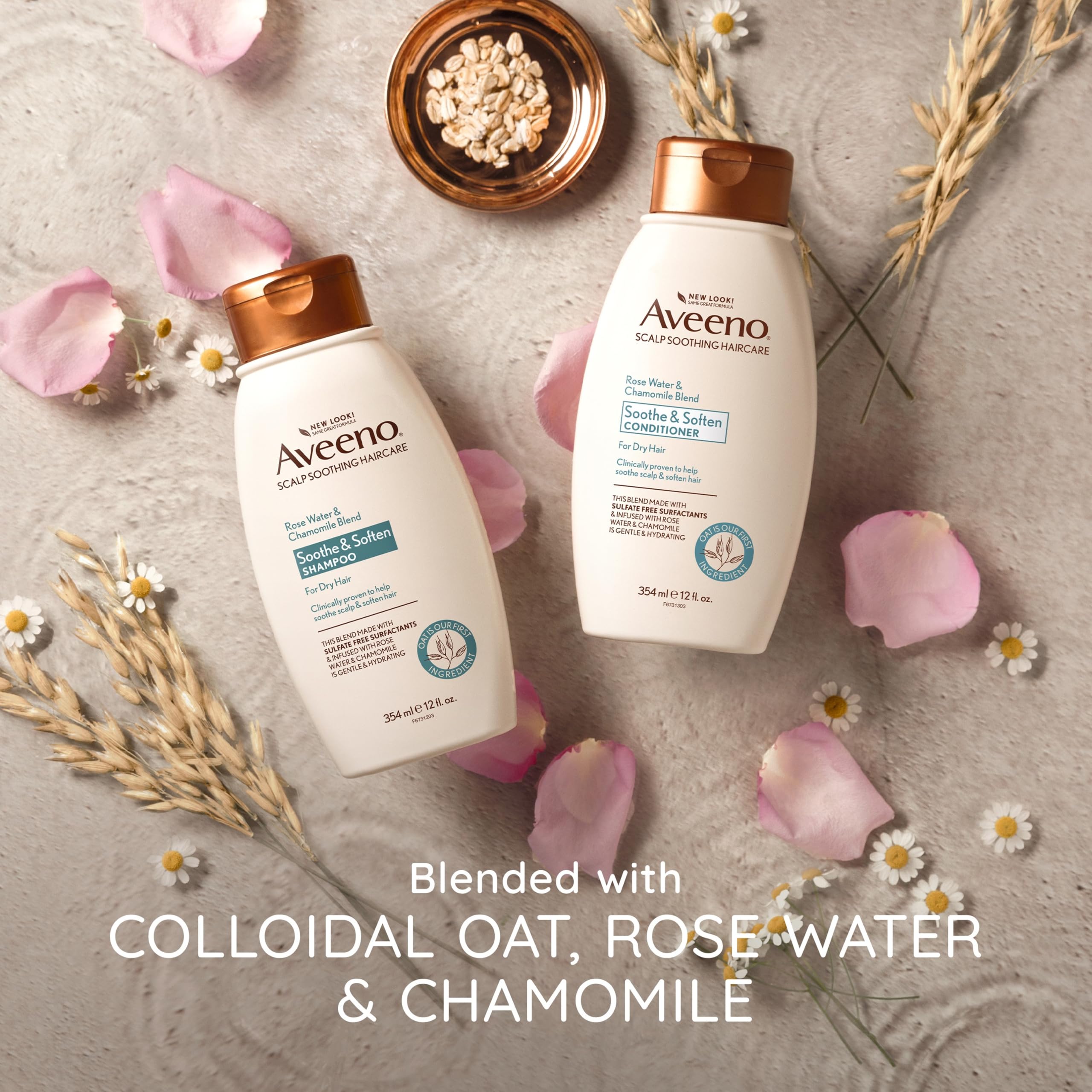 Foto 6 pulgar | Champú Hidratante Aveeno Con Agua De Rosas Y Manzanilla, 355 Ml - Venta Internacional.