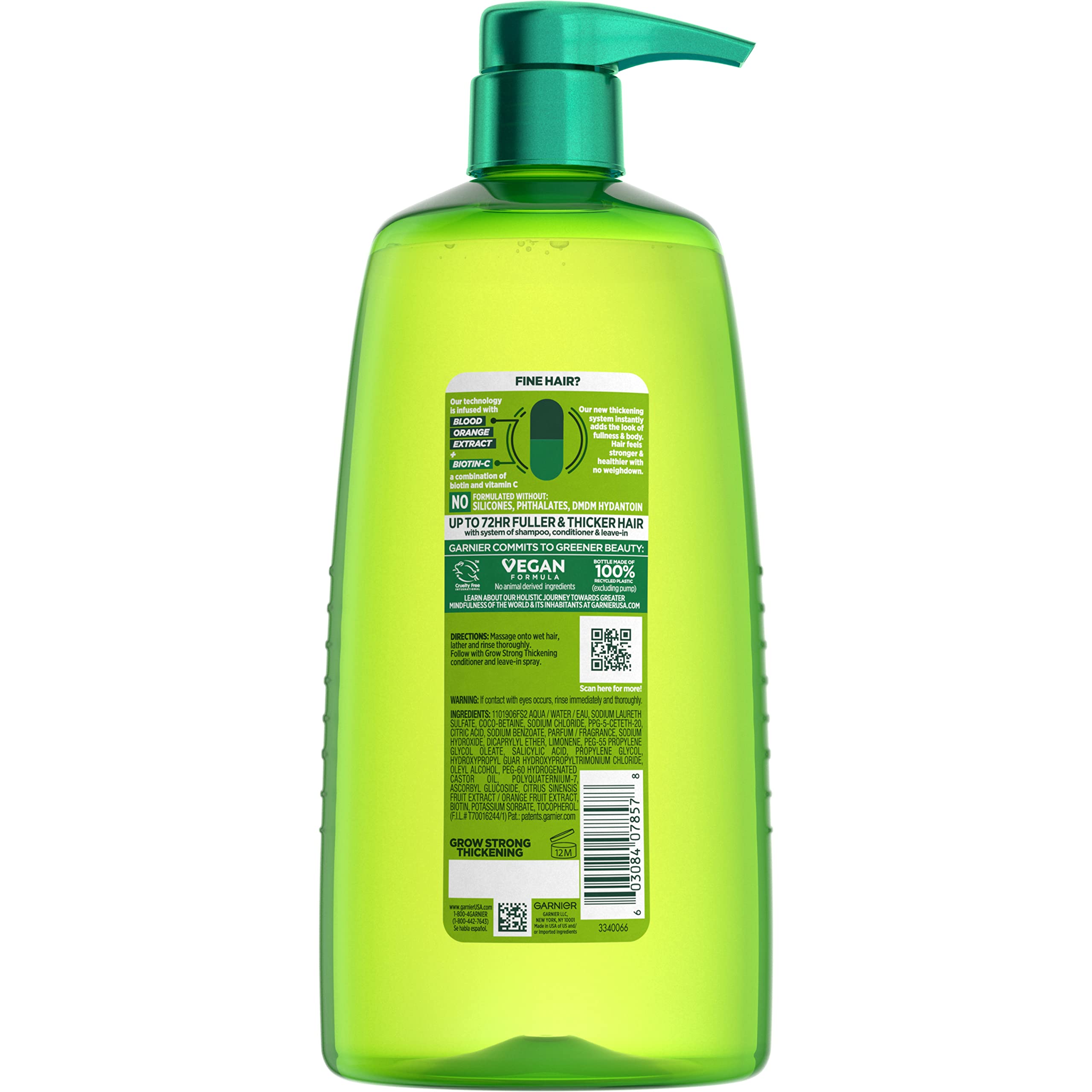 Foto 3 pulgar | Champú Garnier Fructis Grow Strong Para Engrosar El Cabello Fino, 1 Litro - Venta Internacional.