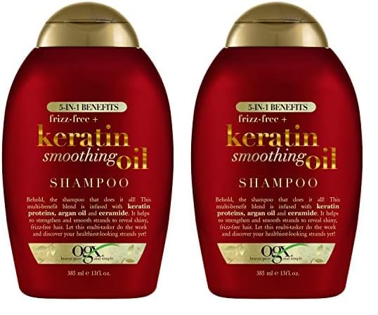 Shampoo Ogx Frizz-free + Aceite Suavizante De Queratina 5 En 1, 200 Ml - Venta Internacional.