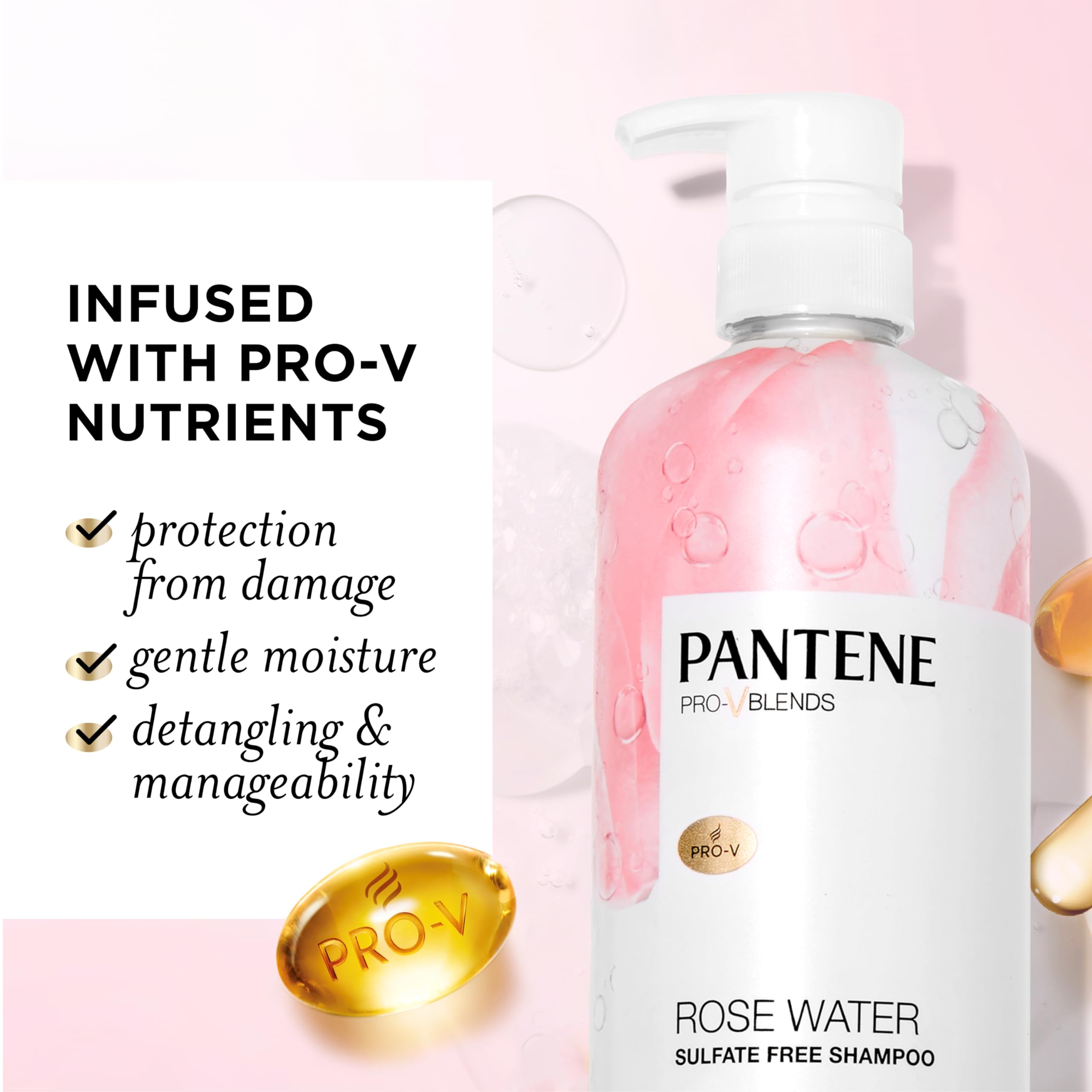 Foto 3 pulgar | Champú Pantene Sin Sulfato De Agua De Rosas 880 Ml Con Vitamina B5 - Venta Internacional.