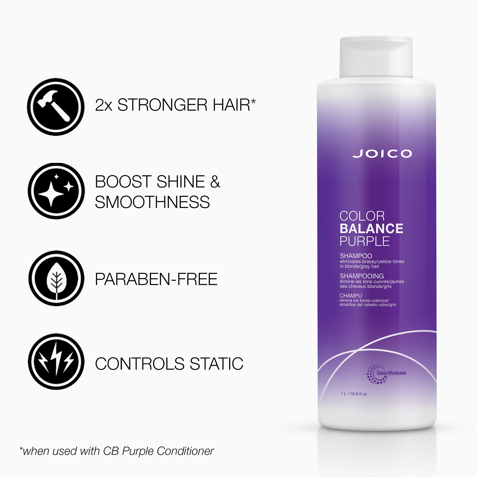Foto 3 | Champú Joico Color Balance Purple, 1 Litro, Para Rubios Y Grises Fríos - Venta Internacional.