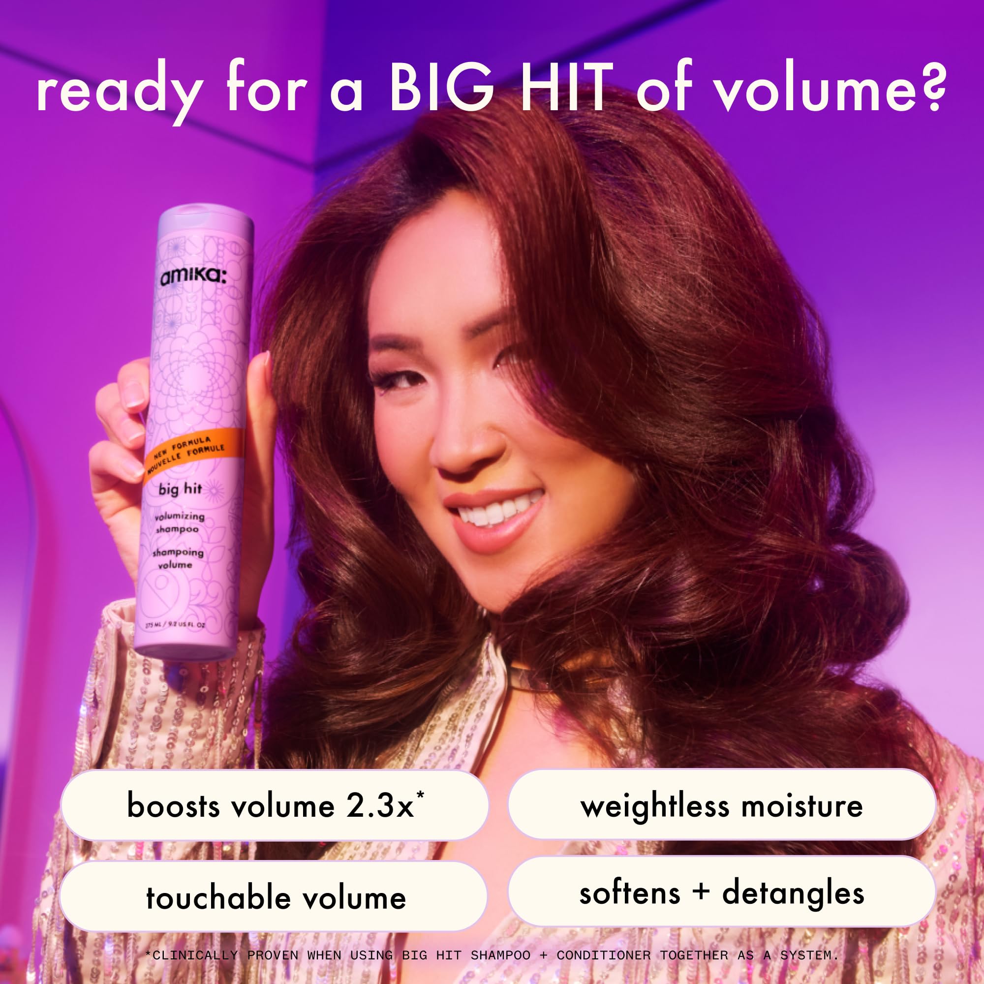 Foto 3 pulgar | Champú Amika Big Hit Voluminizador 275 Ml - Venta Internacional.