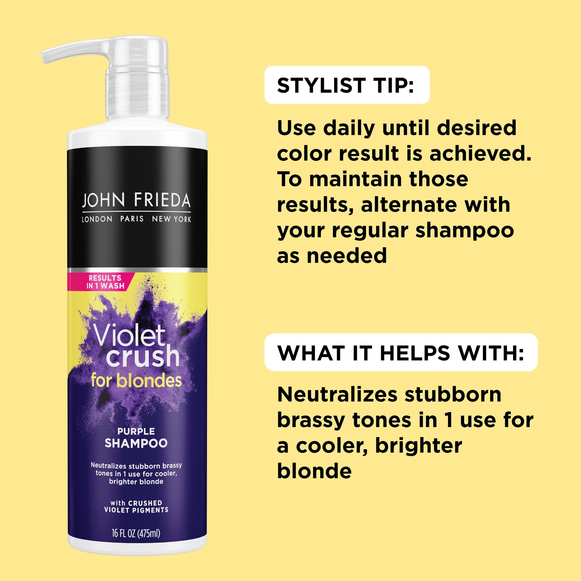 Foto 3 pulgar | Champú John Frieda Violet Crush Purple Para Cabello Rubio 480 Ml - Venta Internacional.