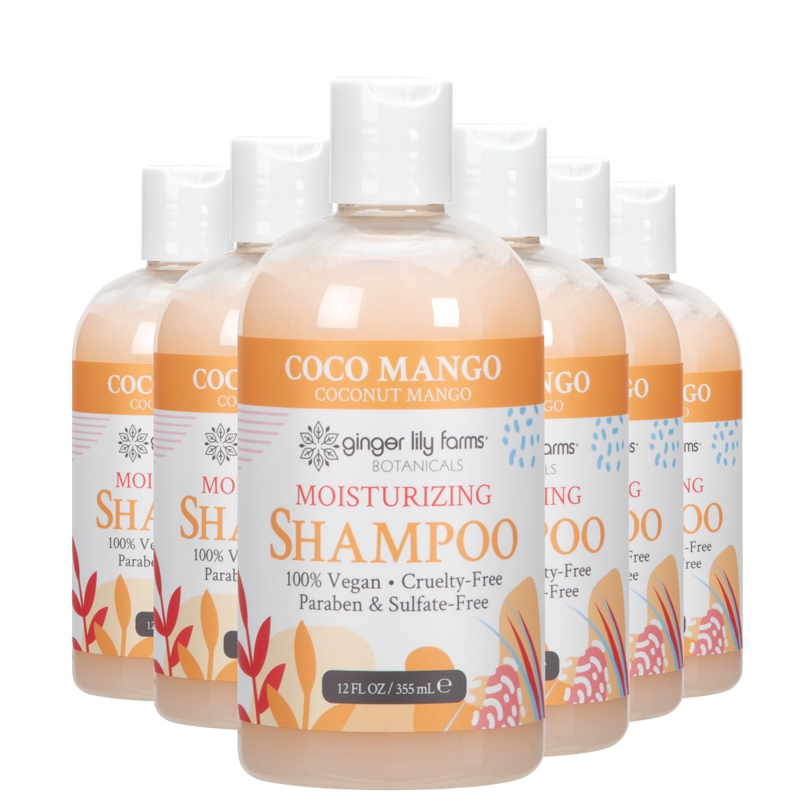 Champú Hidratante Ginger Lily Farms, Coco Y Mango, 360 Ml, 6 Unidades - Venta Internacional.