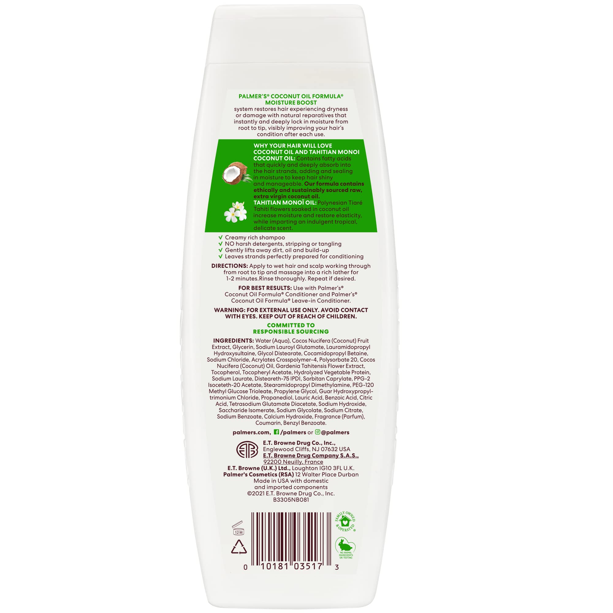 Foto 2 | Champú Palmer's Coconut Oil Formula Moisture Boost 400 Ml - Venta Internacional.