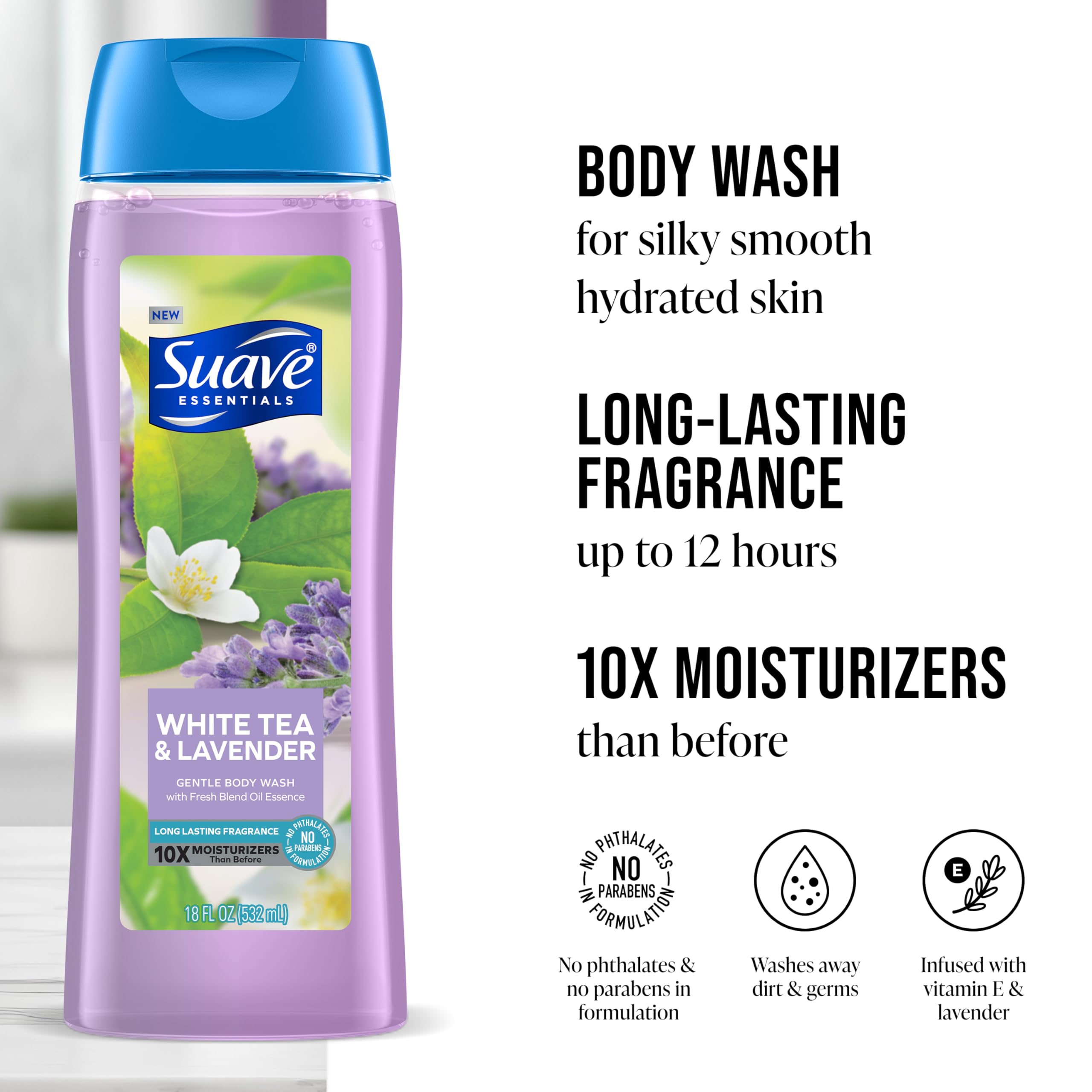 Foto 3 pulgar | Gel De Baño Suave Hidratante Para Mujer, Té Blanco Y Lavanda, 530 Ml X 6 - Venta Internacional.