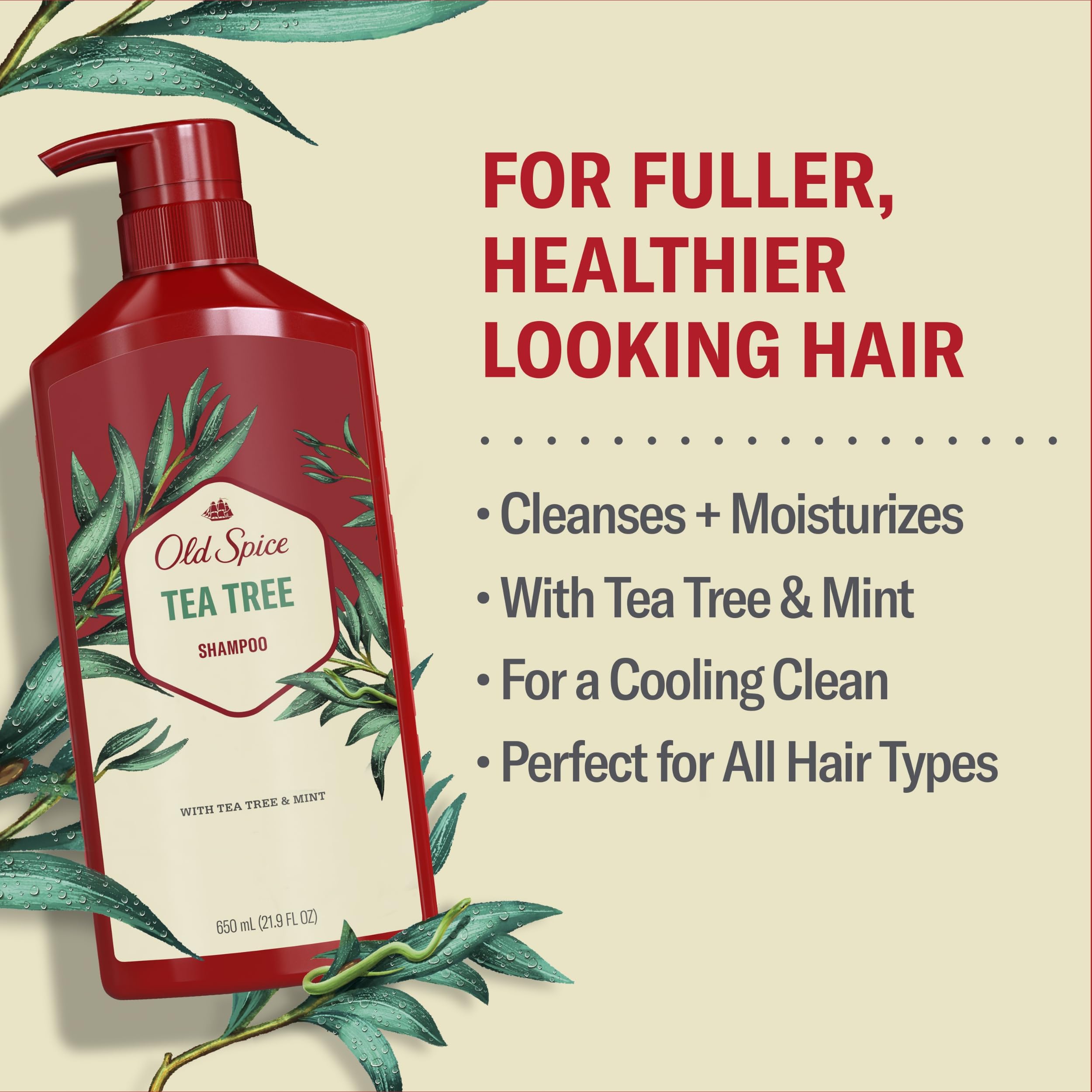 Foto 4 pulgar | Champú Old Spice Tea Tree Para Hombre, Refrescante, 650 Ml, Paquete Doble - Venta Internacional.