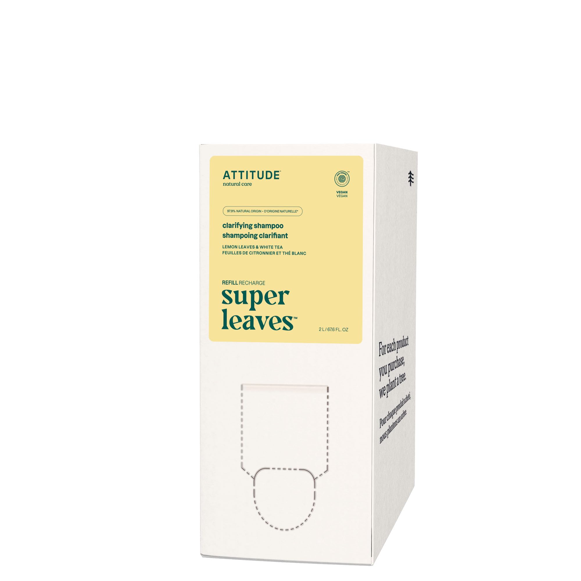 Champú Attitude Clarifying Hair, Vegano, 2 Litros, Té Blanco Y Limón - Venta Internacional.