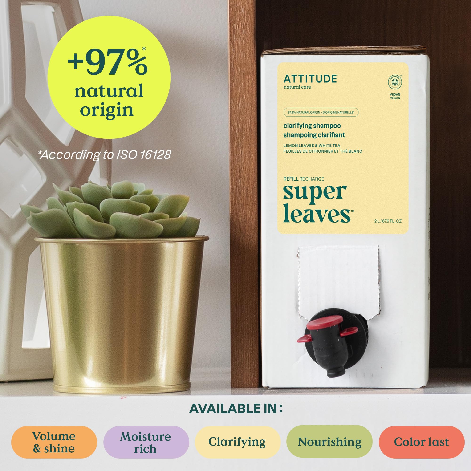 Foto 4 pulgar | Champú Attitude Clarifying Hair, Vegano, 2 Litros, Té Blanco Y Limón - Venta Internacional.