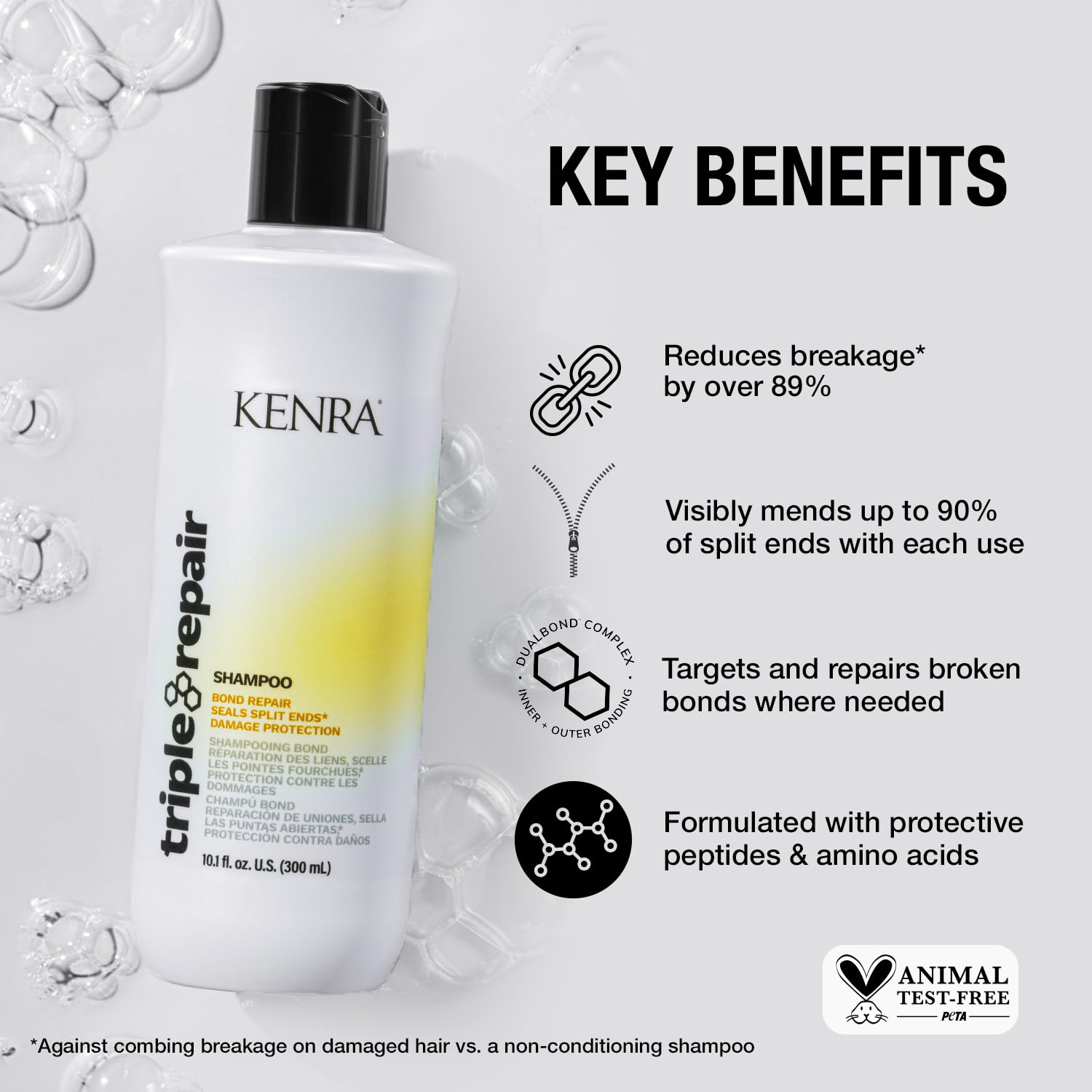 Foto 3 pulgar | Champú Kenra Triple Repair Para Enlaces Débiles, 300 Ml - Venta Internacional.