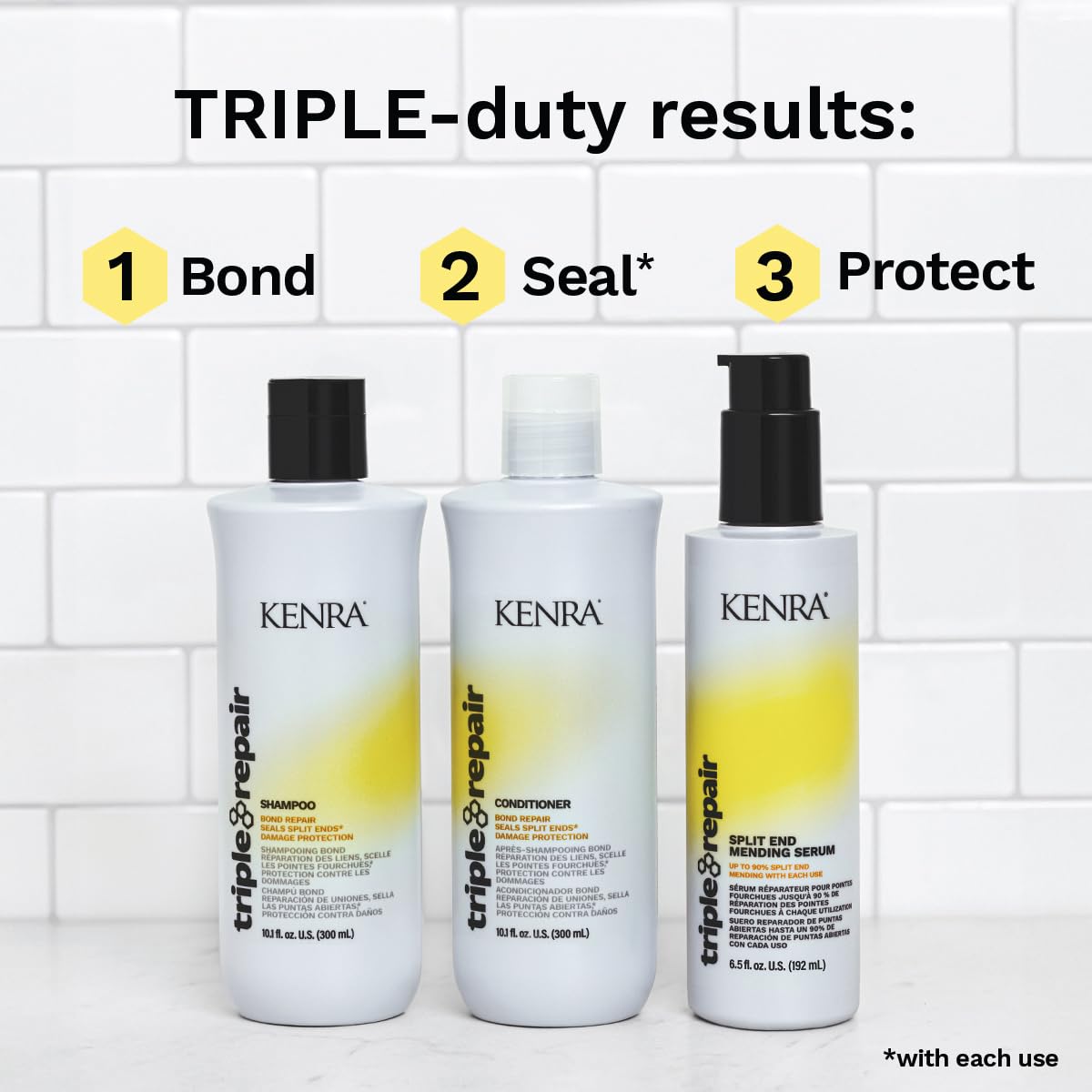 Foto 7 pulgar | Champú Kenra Triple Repair Para Enlaces Débiles, 300 Ml - Venta Internacional.